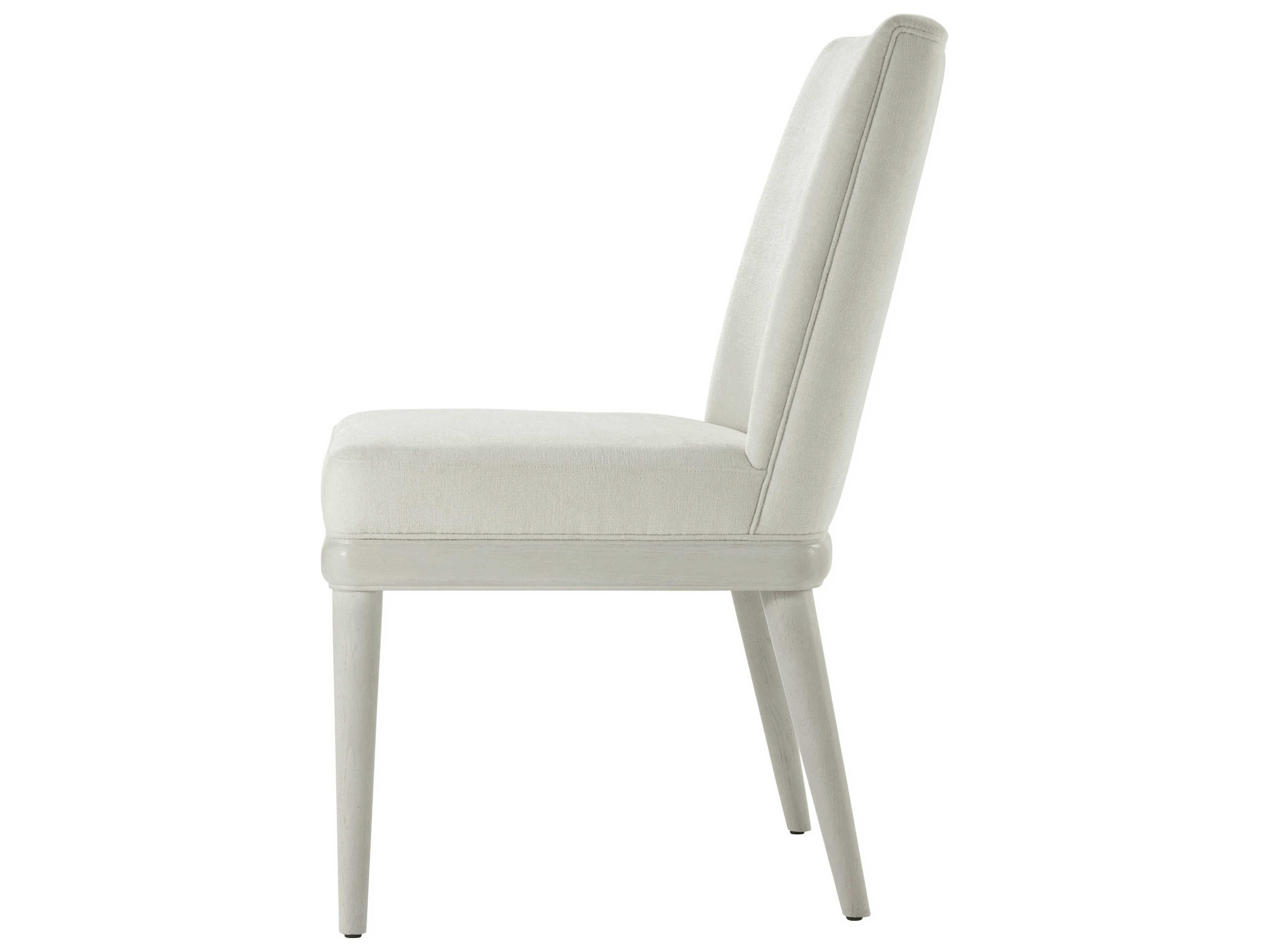 Theodore Alexander Essence Solid Wood White Upholstered Side Dining Chair