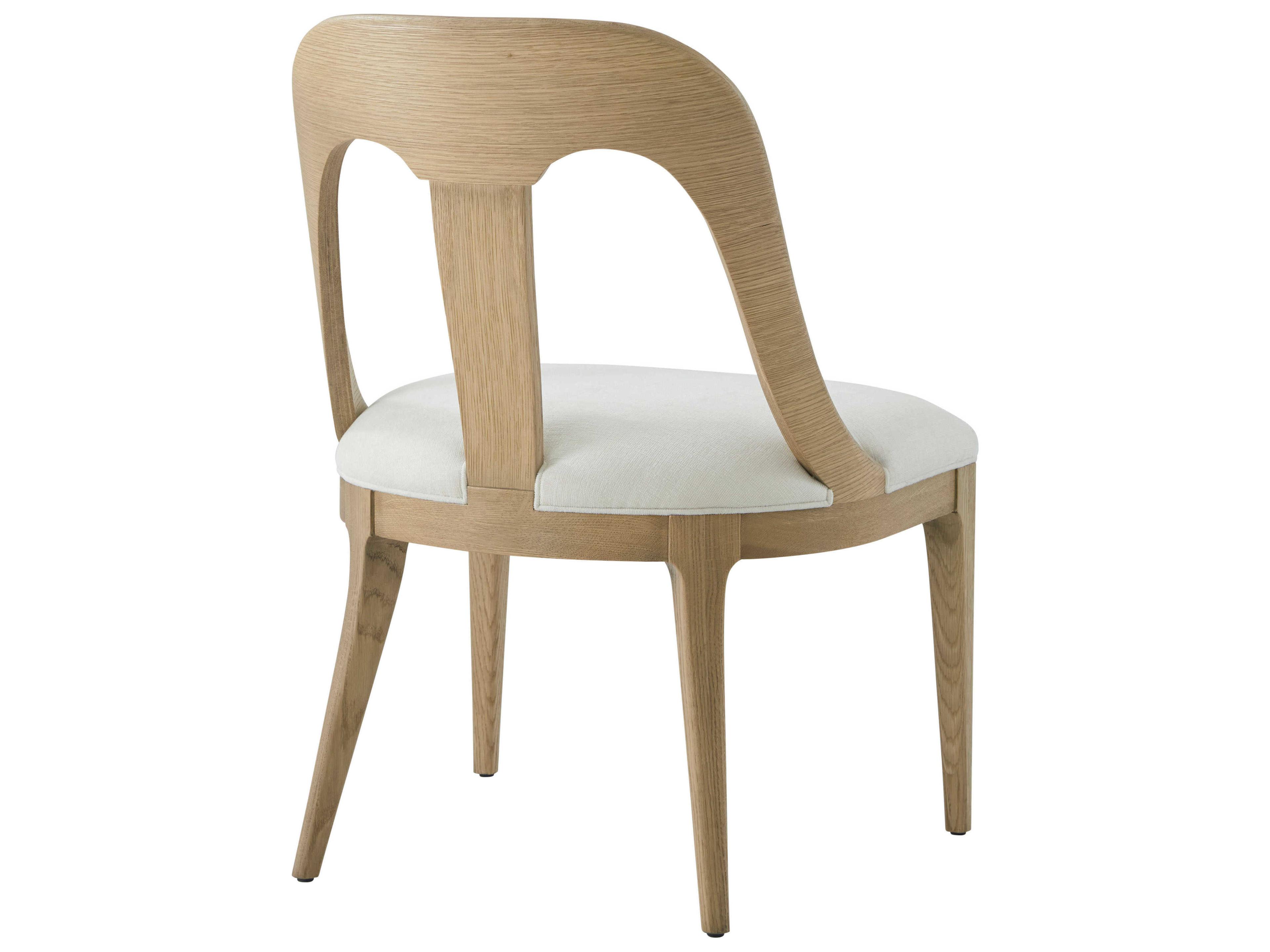 Theodore Alexander Essence Solid Wood Beige Upholstered Side Dining Chair