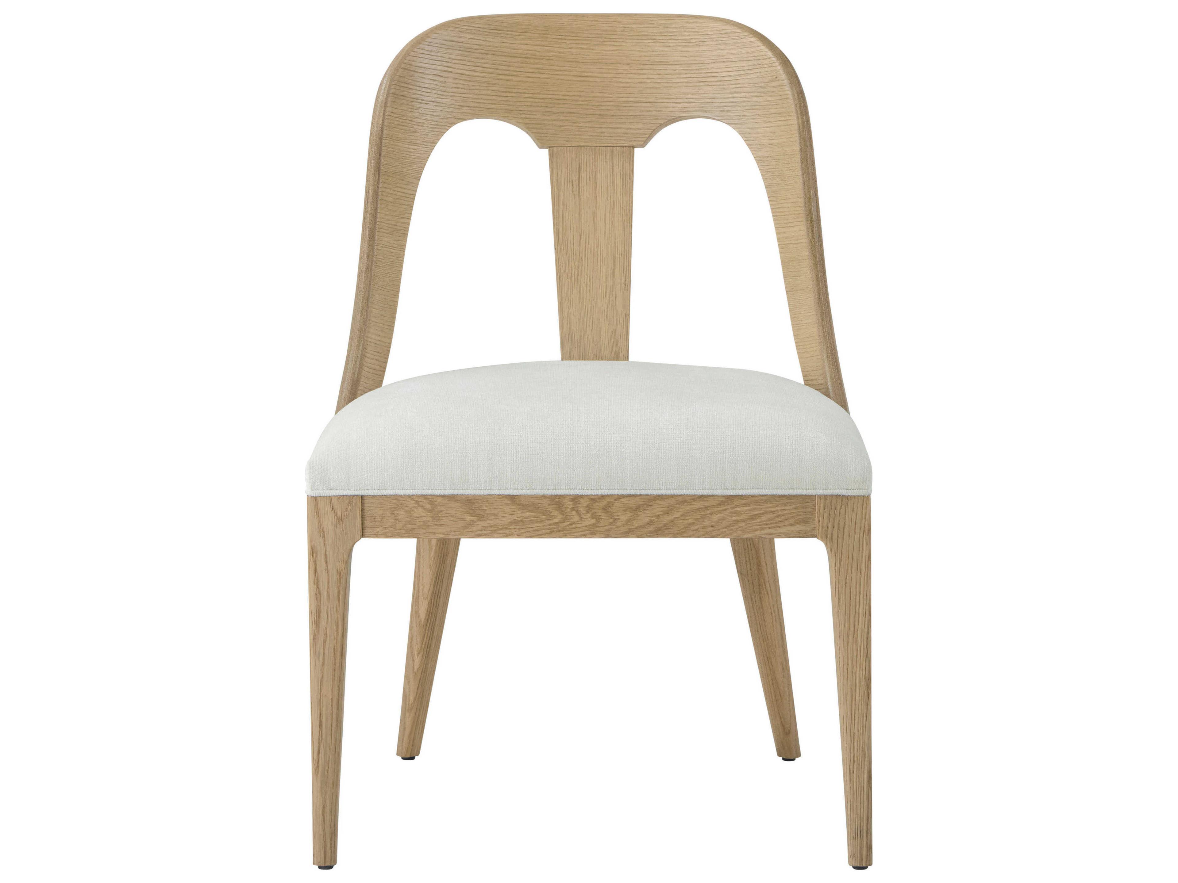 Theodore Alexander Essence Solid Wood Beige Upholstered Side Dining Chair