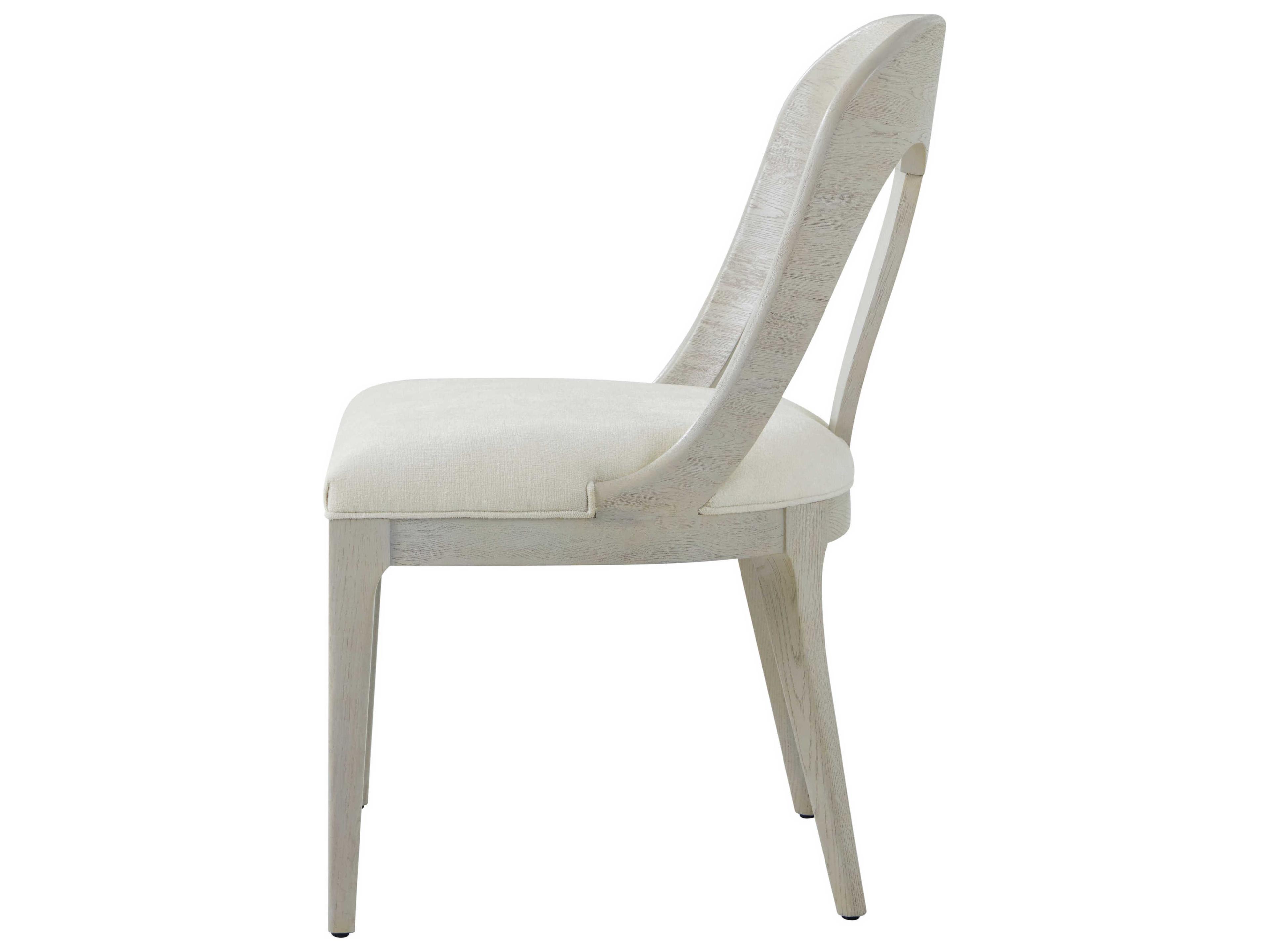Theodore Alexander Essence Solid Wood White Upholstered Side Dining Chair