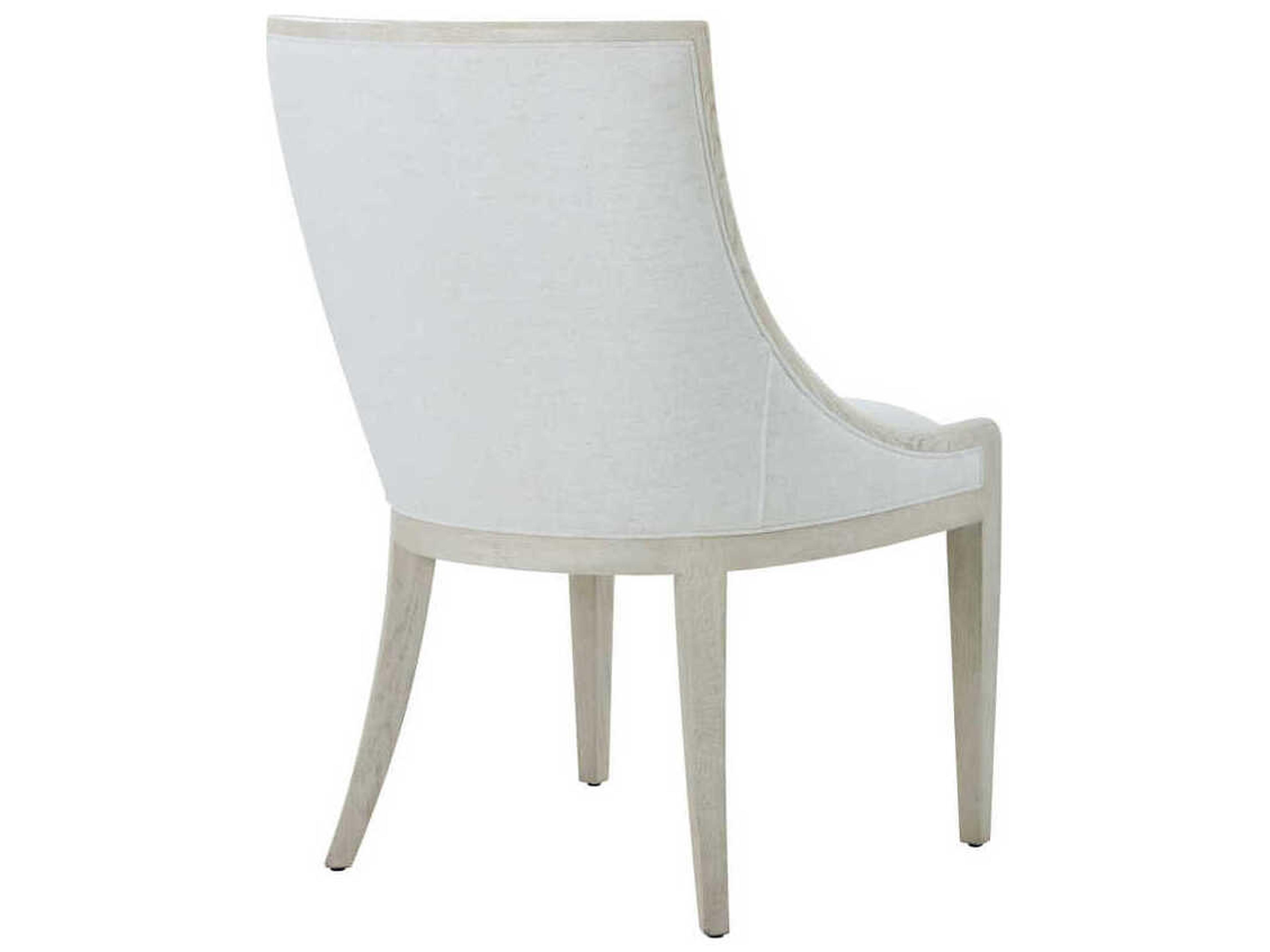 Theodore Alexander Surrey Oak Wood White Upholstered Armless Dining Chair