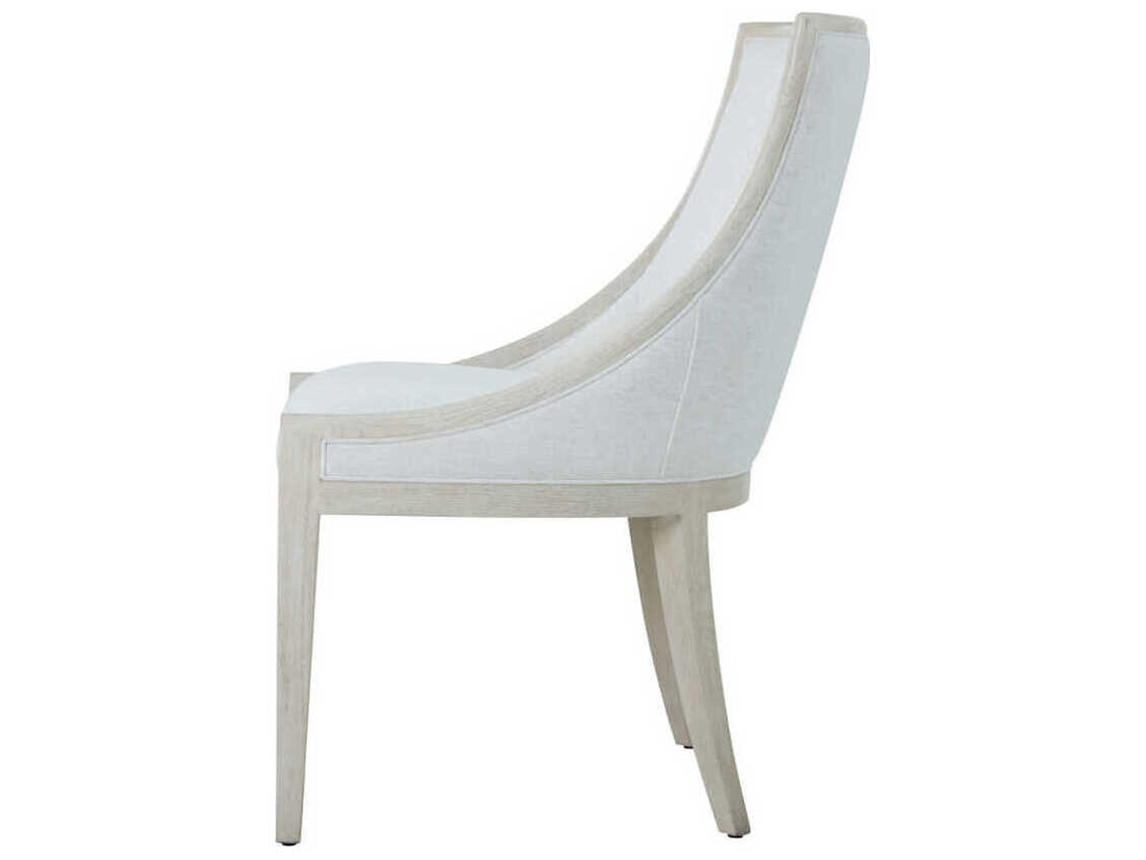 Theodore Alexander Surrey Oak Wood White Upholstered Armless Dining Chair