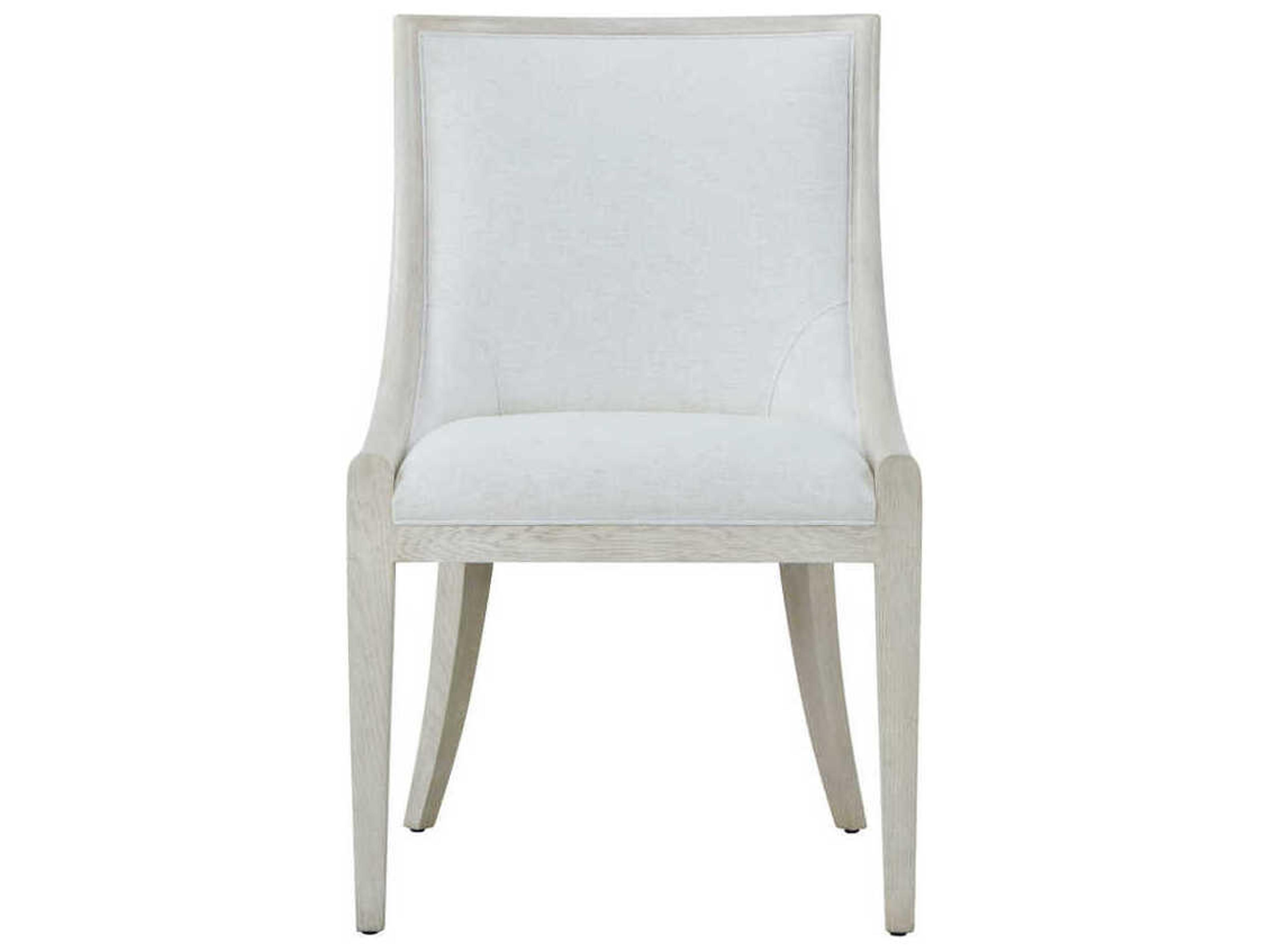 Theodore Alexander Surrey Oak Wood White Upholstered Armless Dining Chair