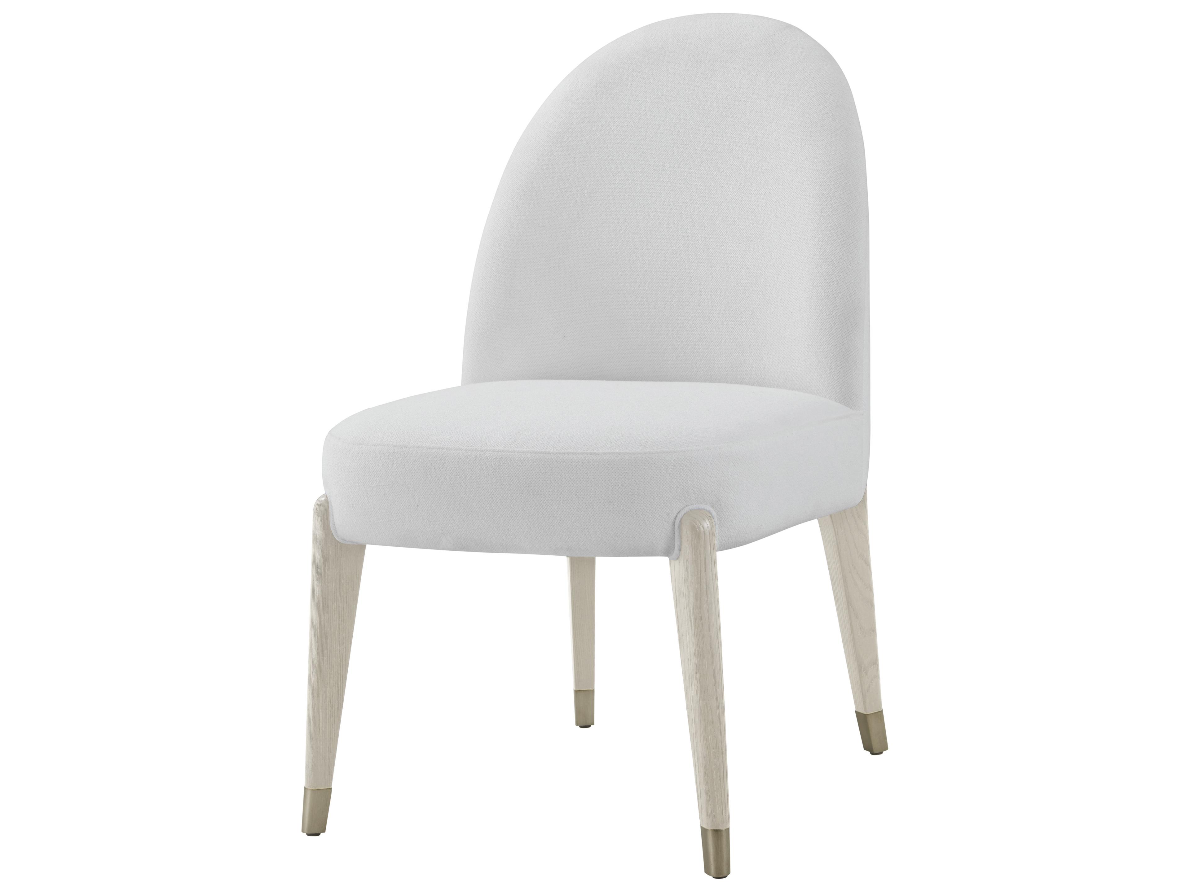 Luna Natural Wood White Upholstered Armless Dining Chair