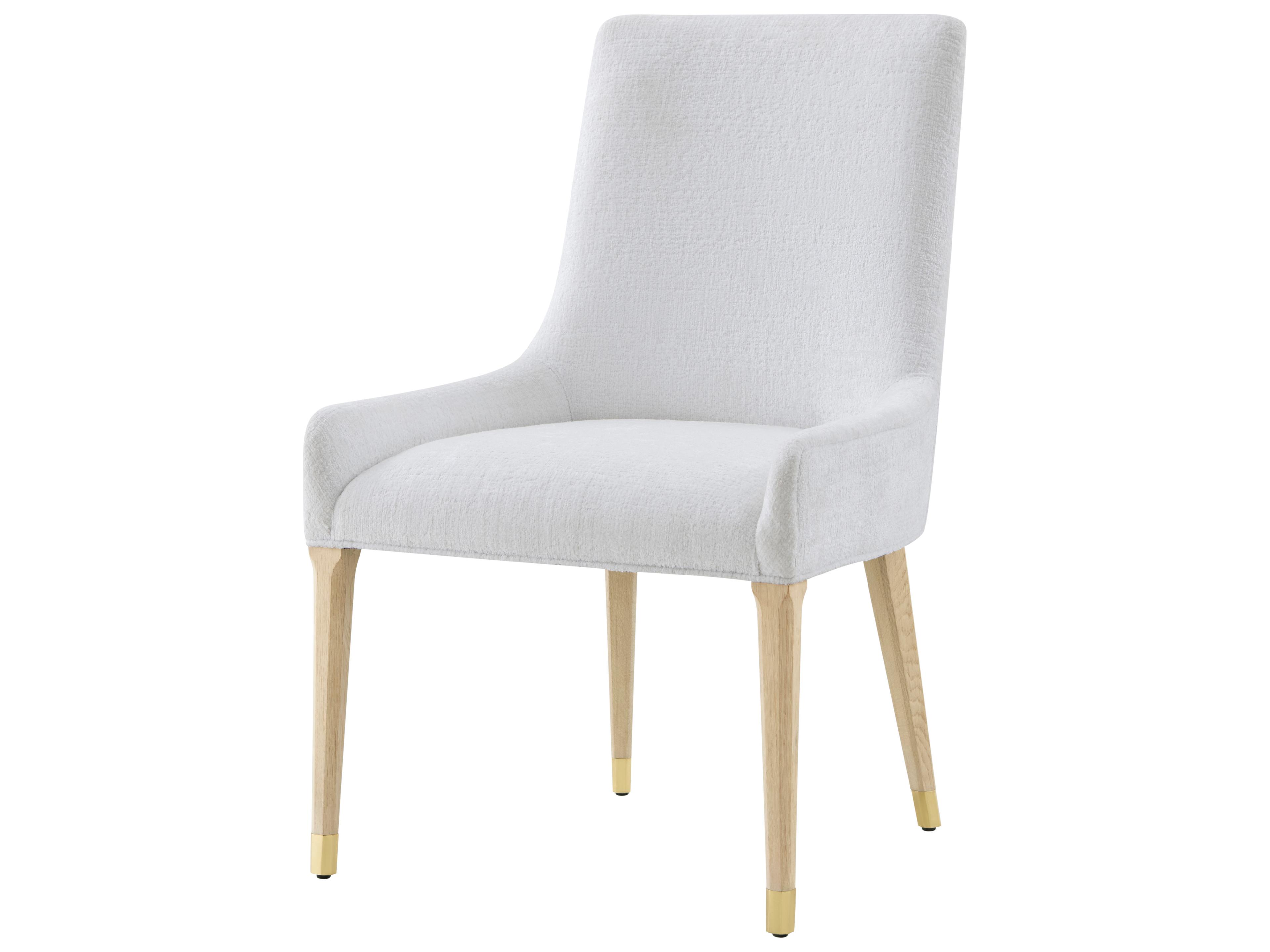 Judith Leiber Couture Natural Wood White Upholstered Armless Dining Chair