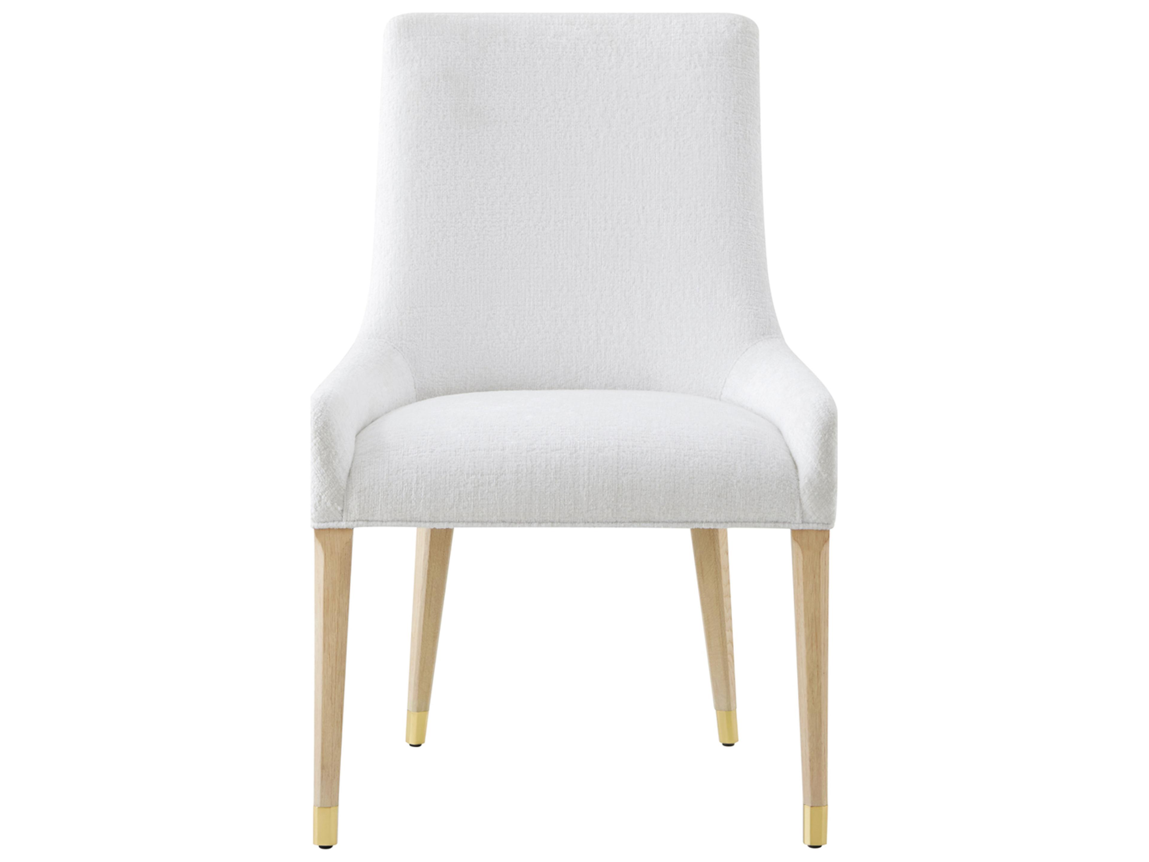 Theodore Alexander Judith Leiber Couture Natural Wood White Upholstered Armless Dining Chair