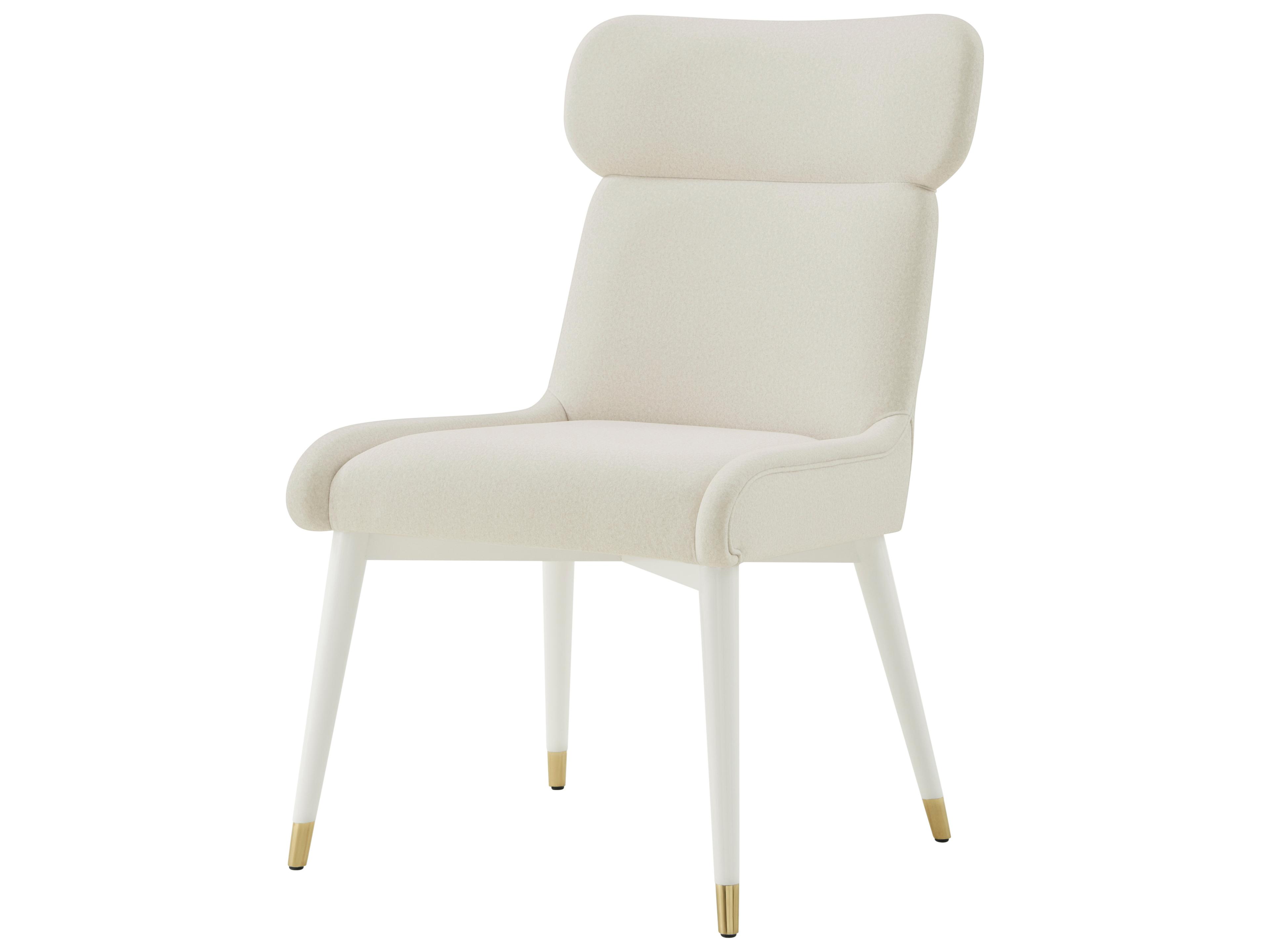 Judith Leiber Couture Solid Wood White Upholstered Armless Dining Chair