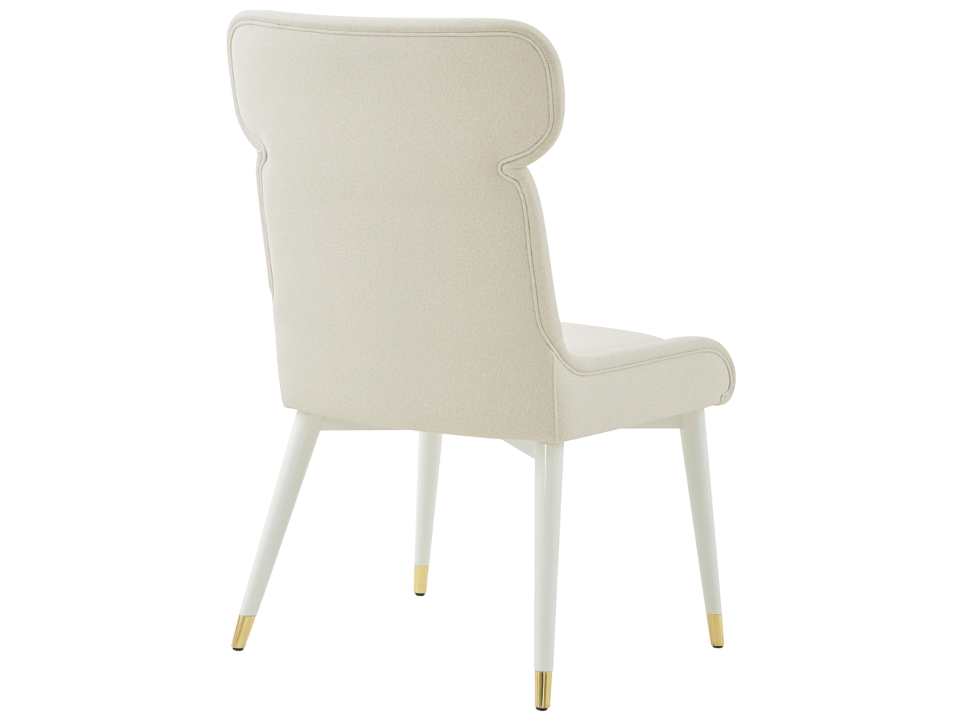 Theodore Alexander Judith Leiber Couture Solid Wood White Upholstered Armless Dining Chair