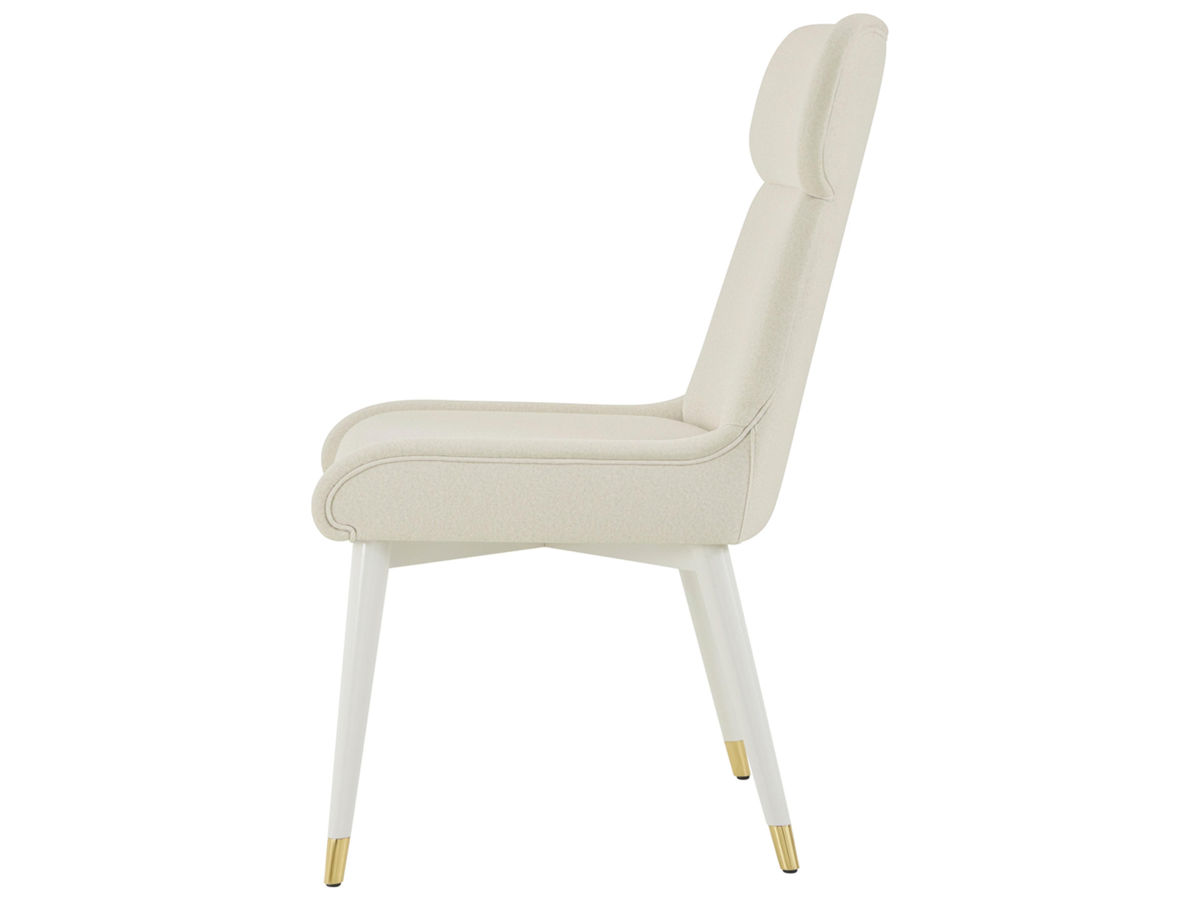 Theodore Alexander Judith Leiber Couture Solid Wood White Upholstered Armless Dining Chair