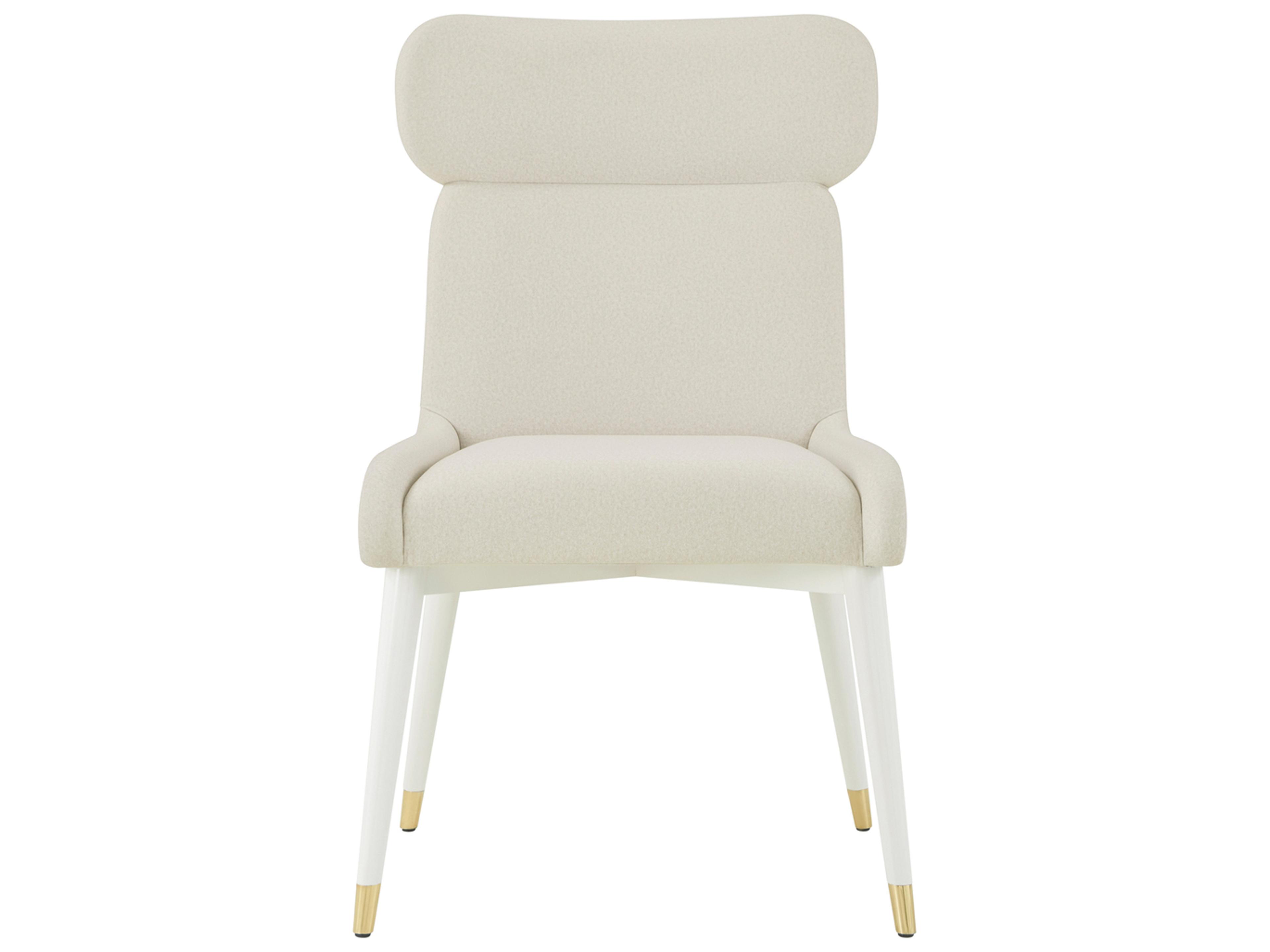 Theodore Alexander Judith Leiber Couture Solid Wood White Upholstered Armless Dining Chair