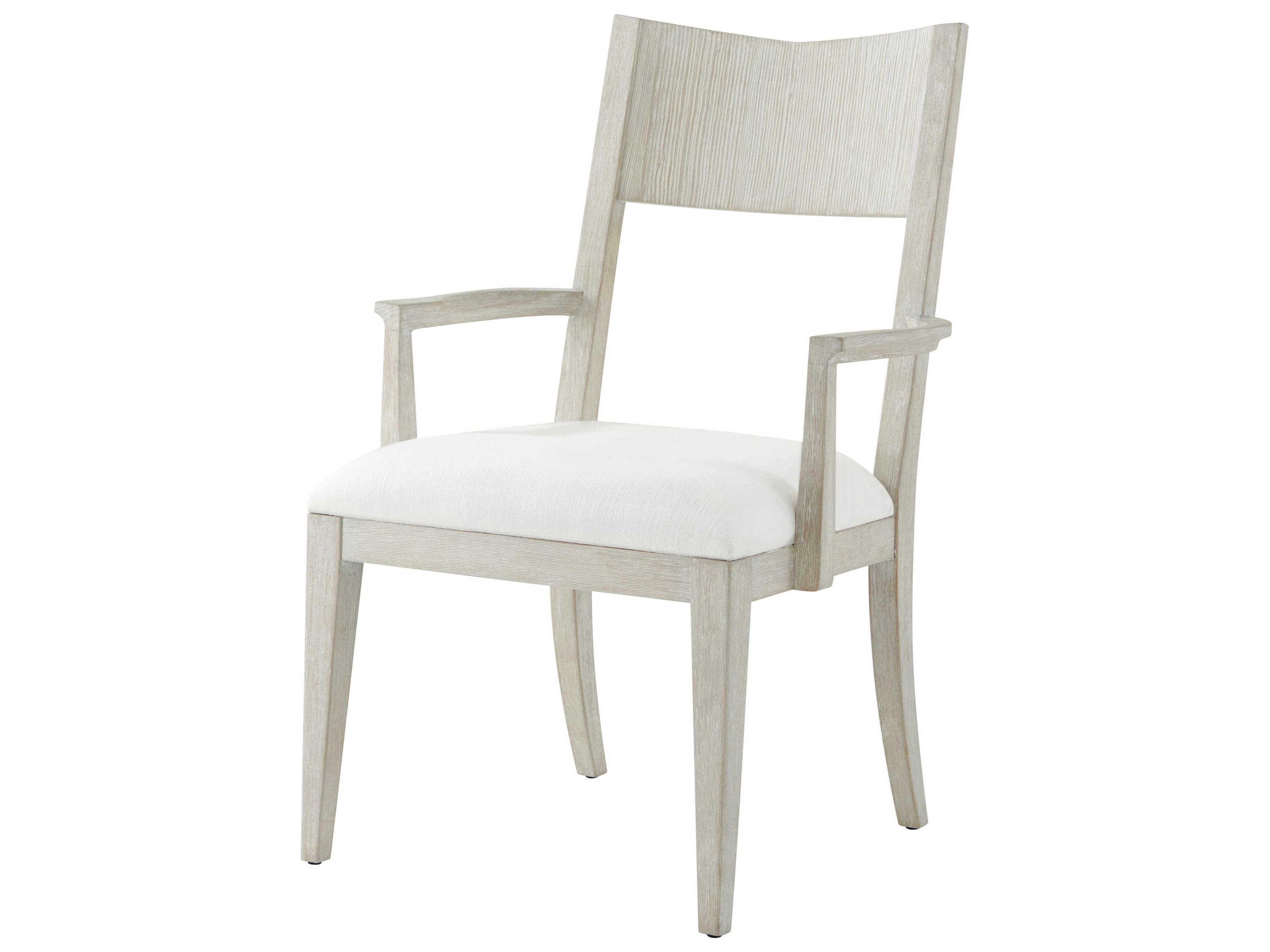 Breeze Pine Wood White Upholstered Arm Dining Chair