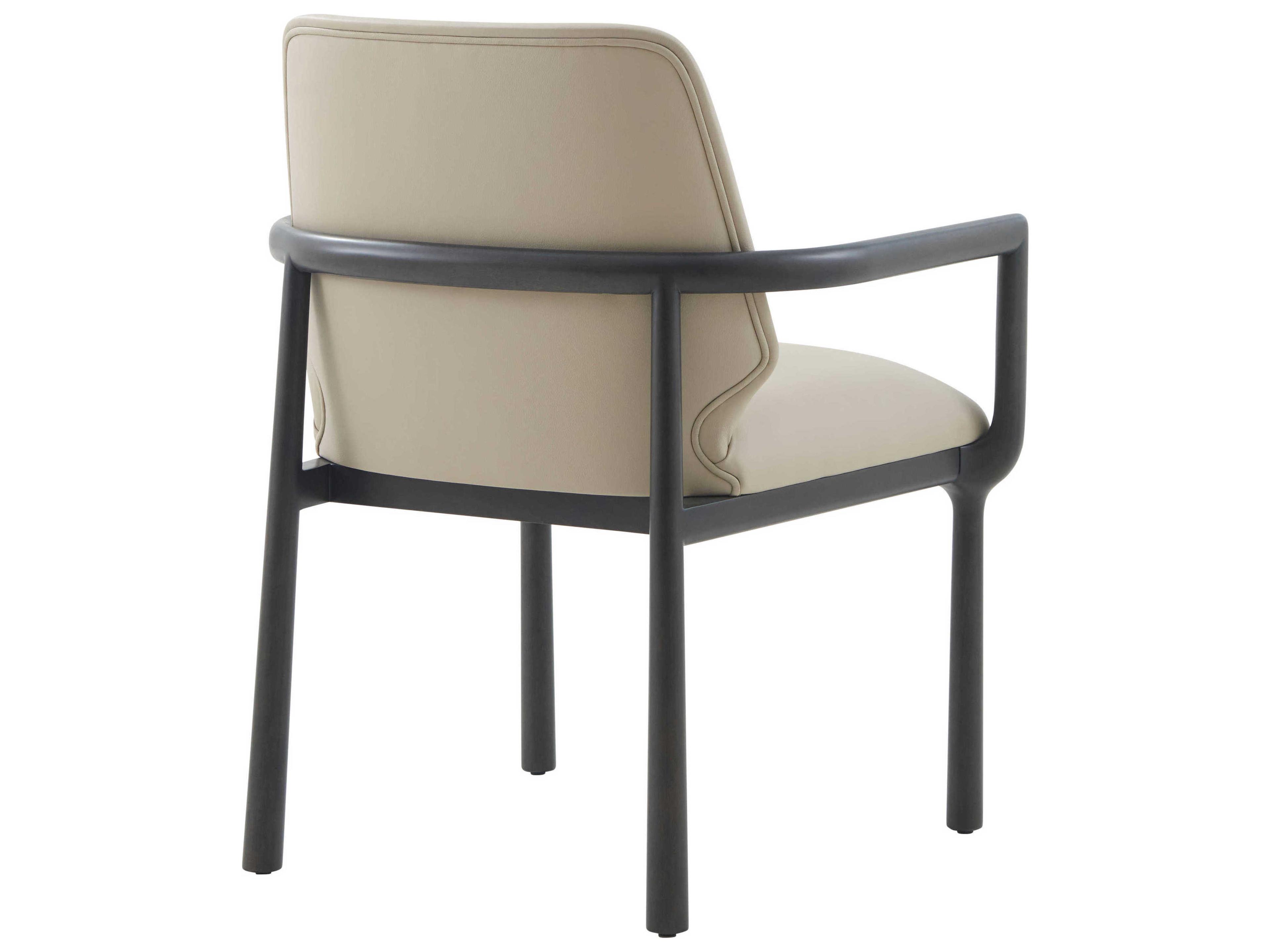 Theodore Alexander Kesden Black Leather Arm Dining Chair