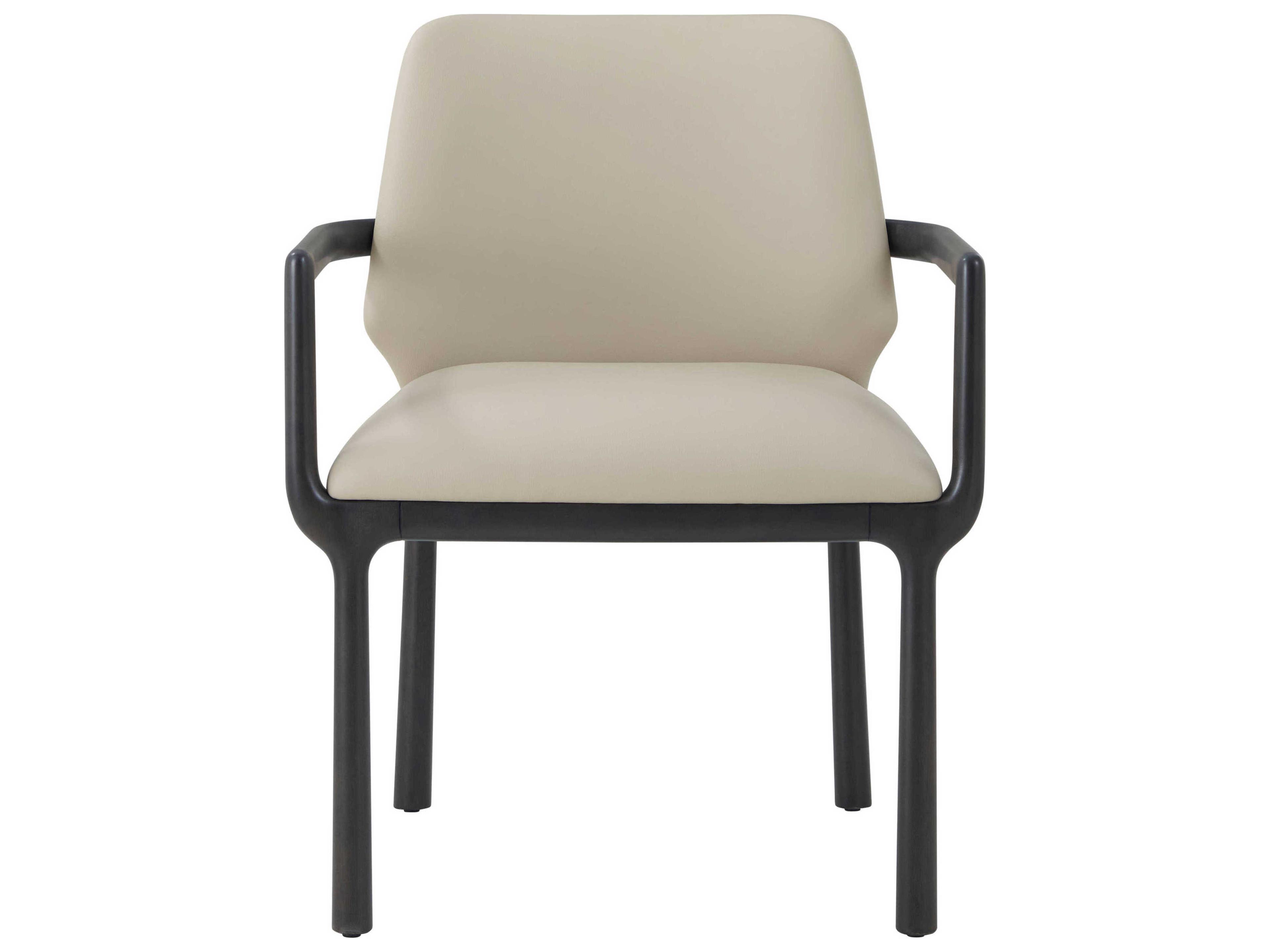 Theodore Alexander Kesden Black Leather Arm Dining Chair