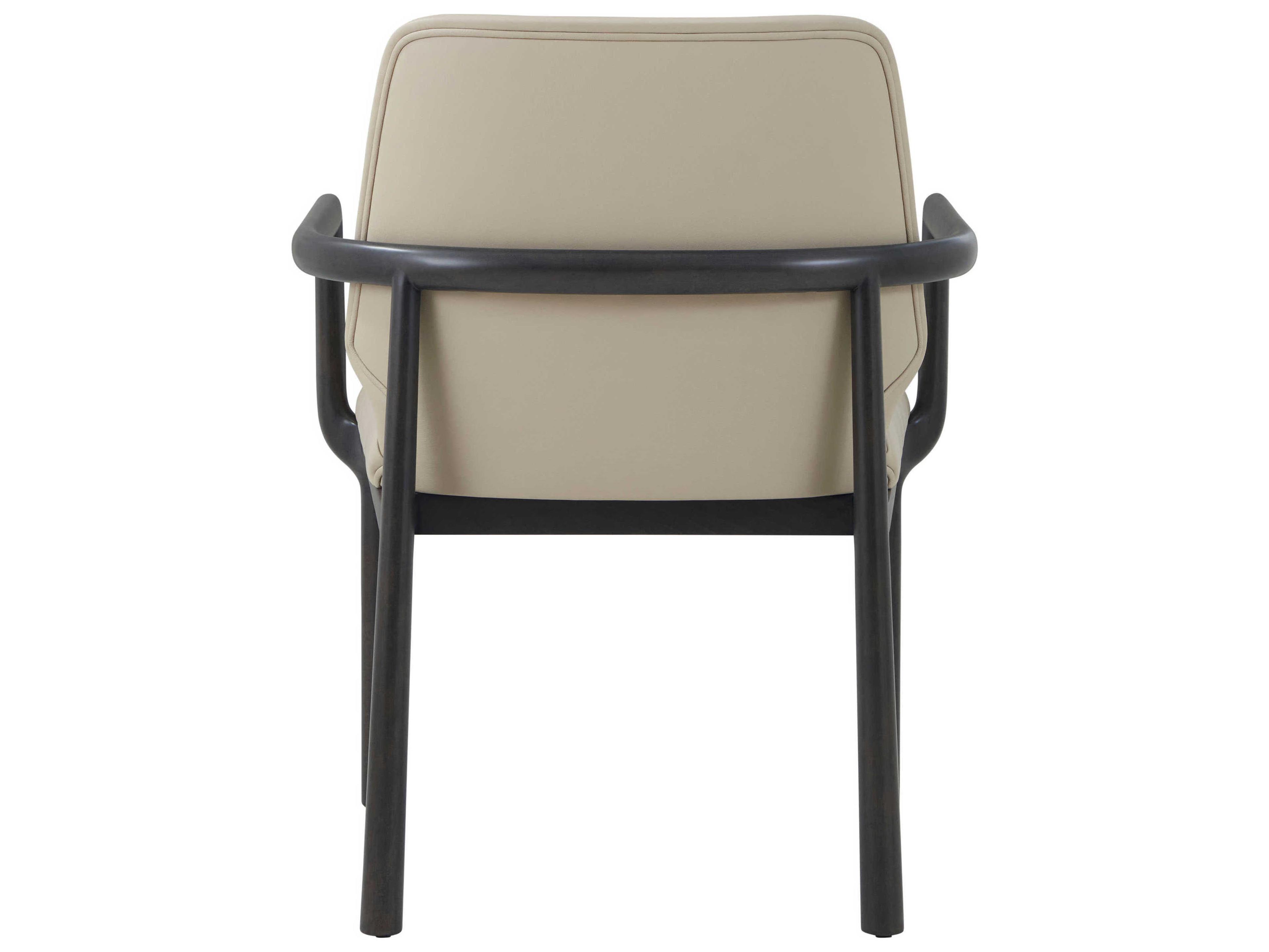 Theodore Alexander Kesden Black Leather Arm Dining Chair