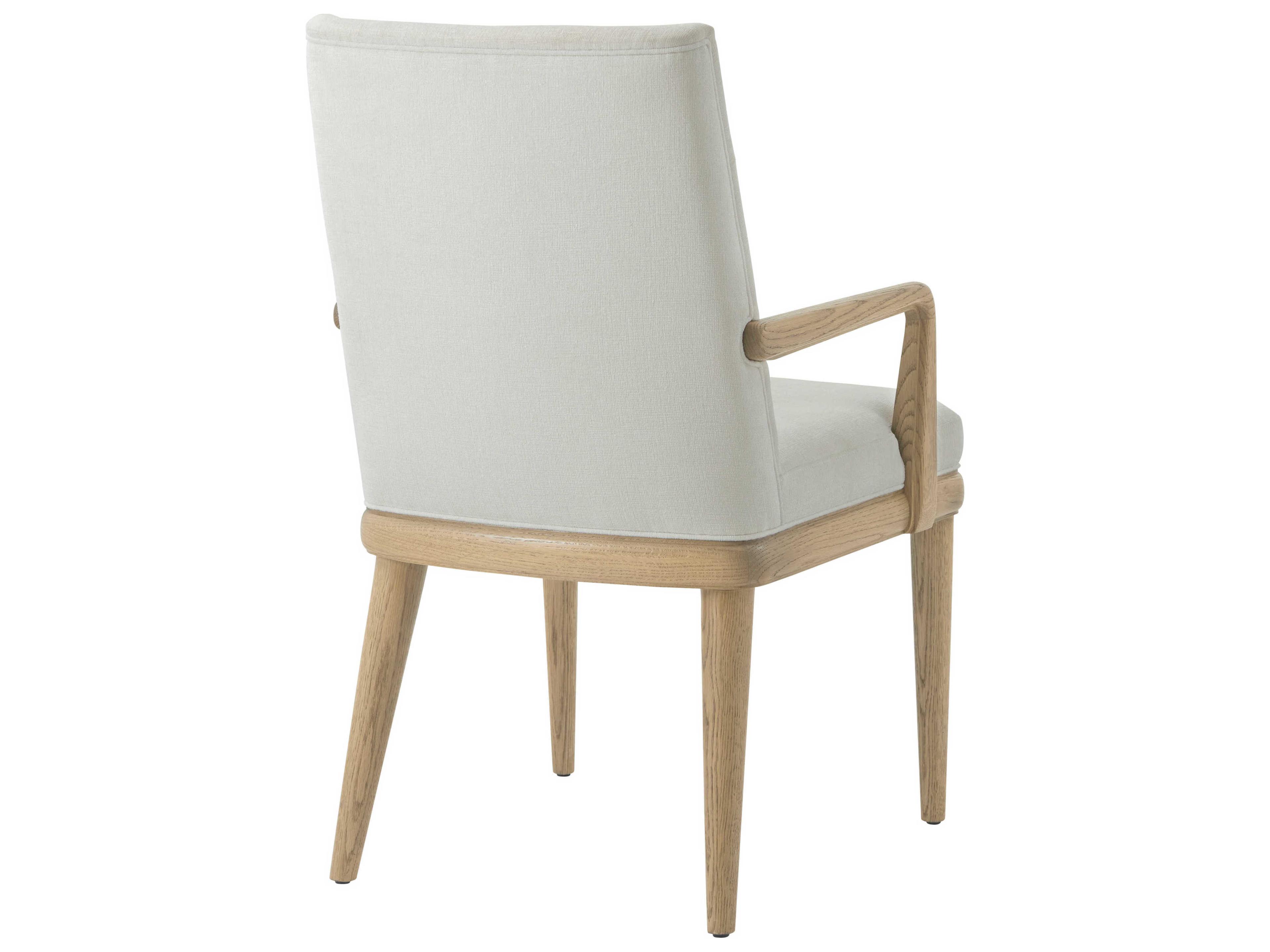 Theodore Alexander Essence Solid Wood Beige Upholstered Arm Dining Chair