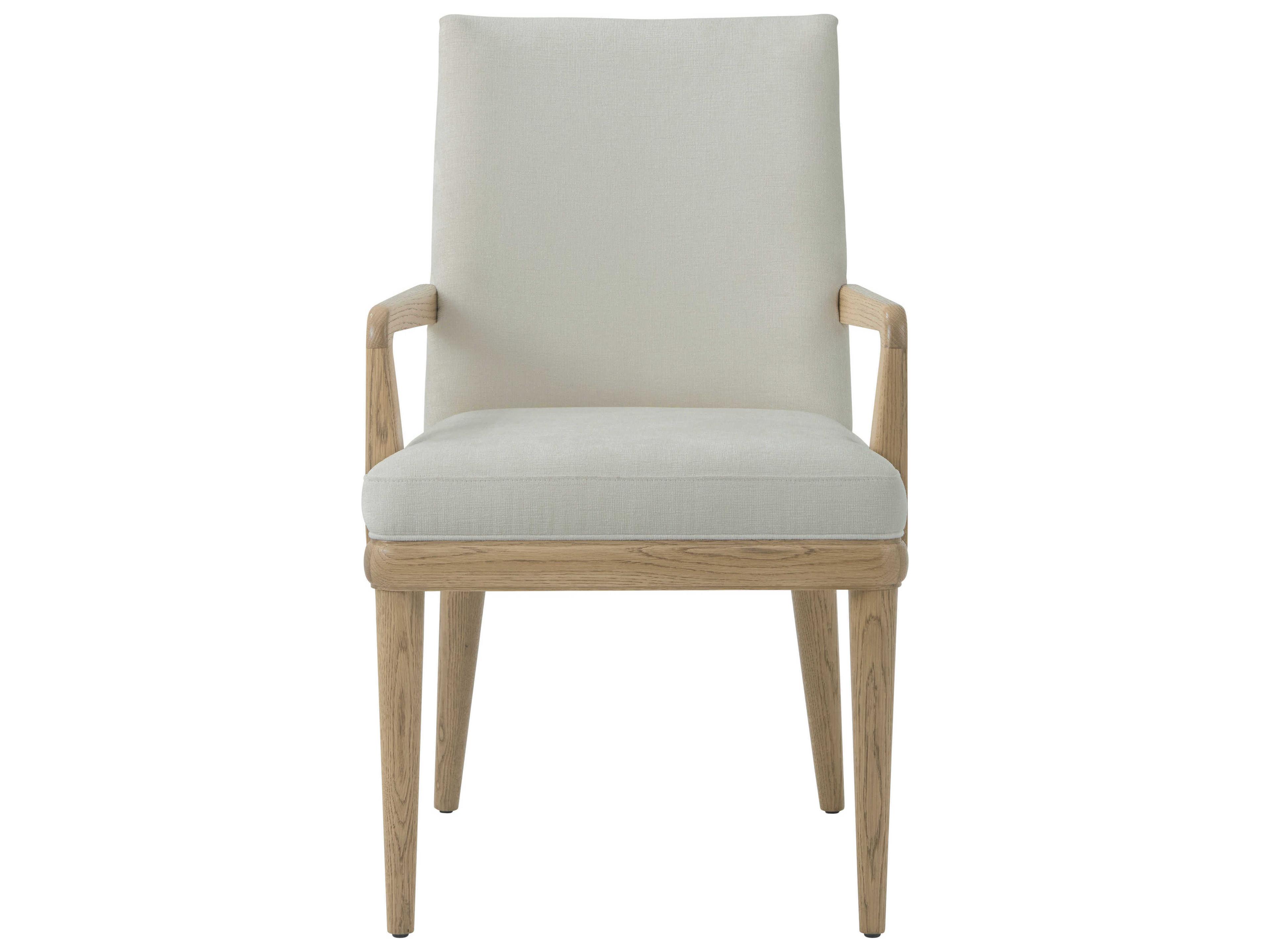 Theodore Alexander Essence Solid Wood Beige Upholstered Arm Dining Chair