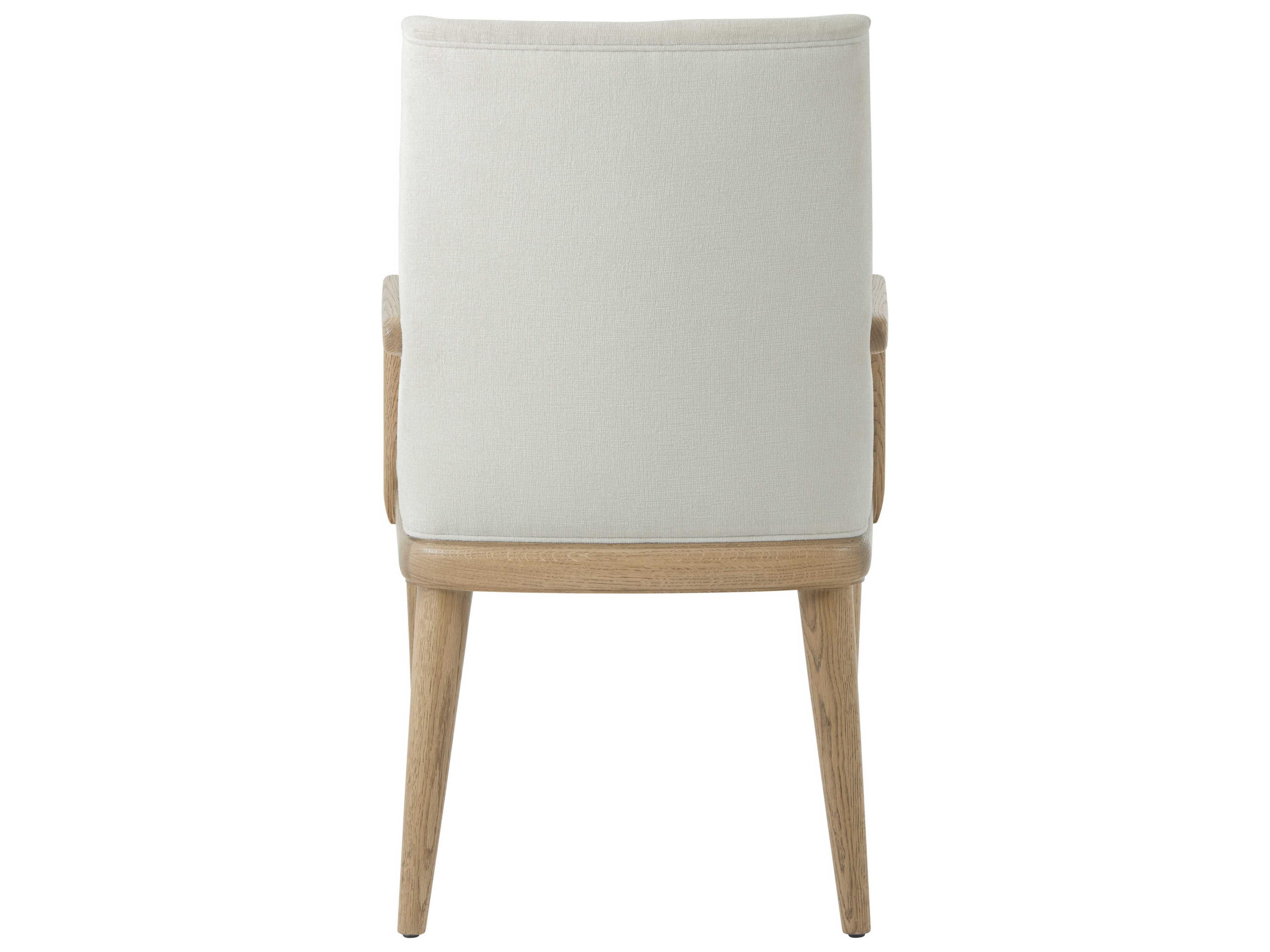 Theodore Alexander Essence Solid Wood Beige Upholstered Arm Dining Chair