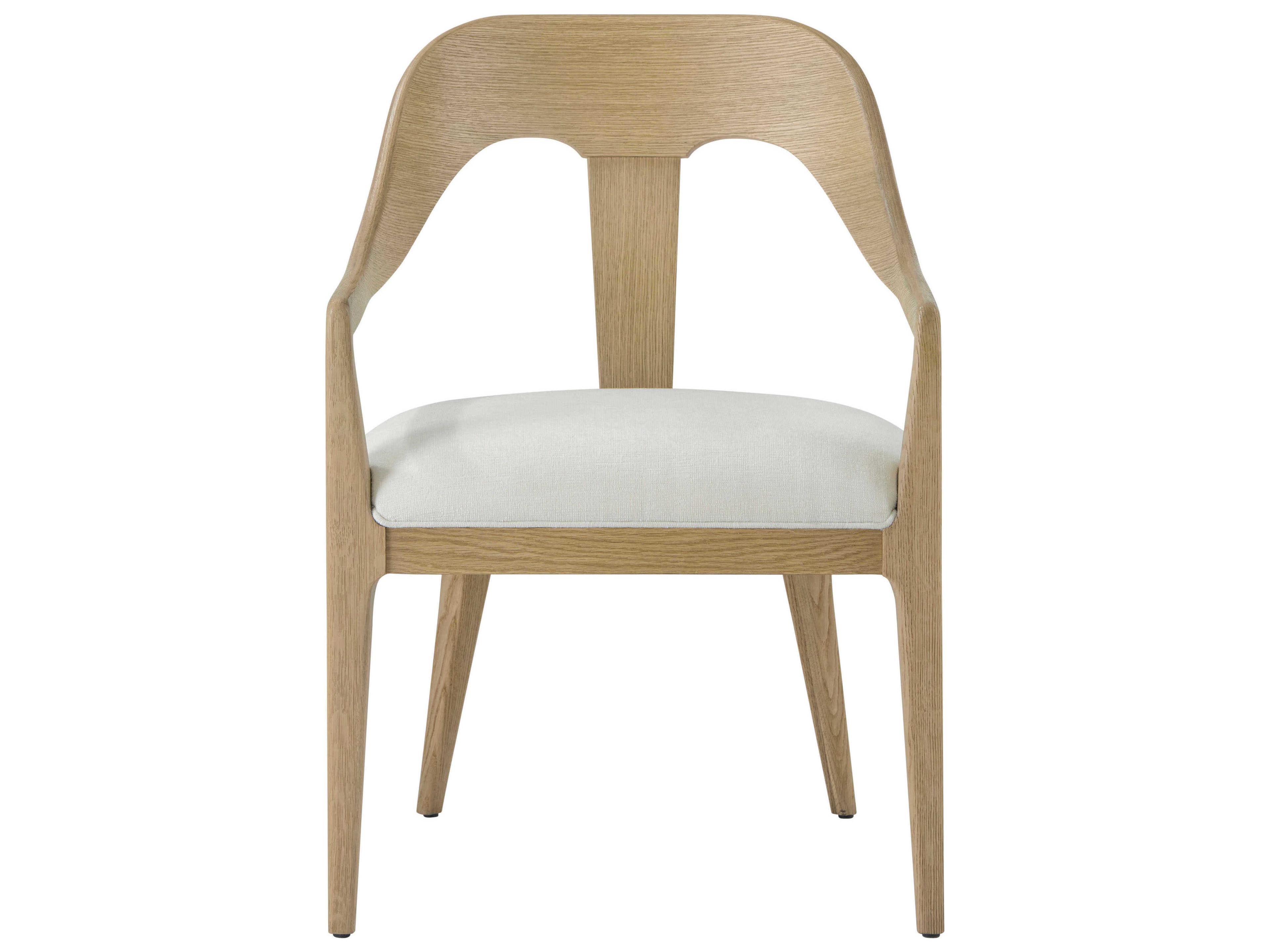 Theodore Alexander Essence Solid Wood Beige Upholstered Arm Dining Chair