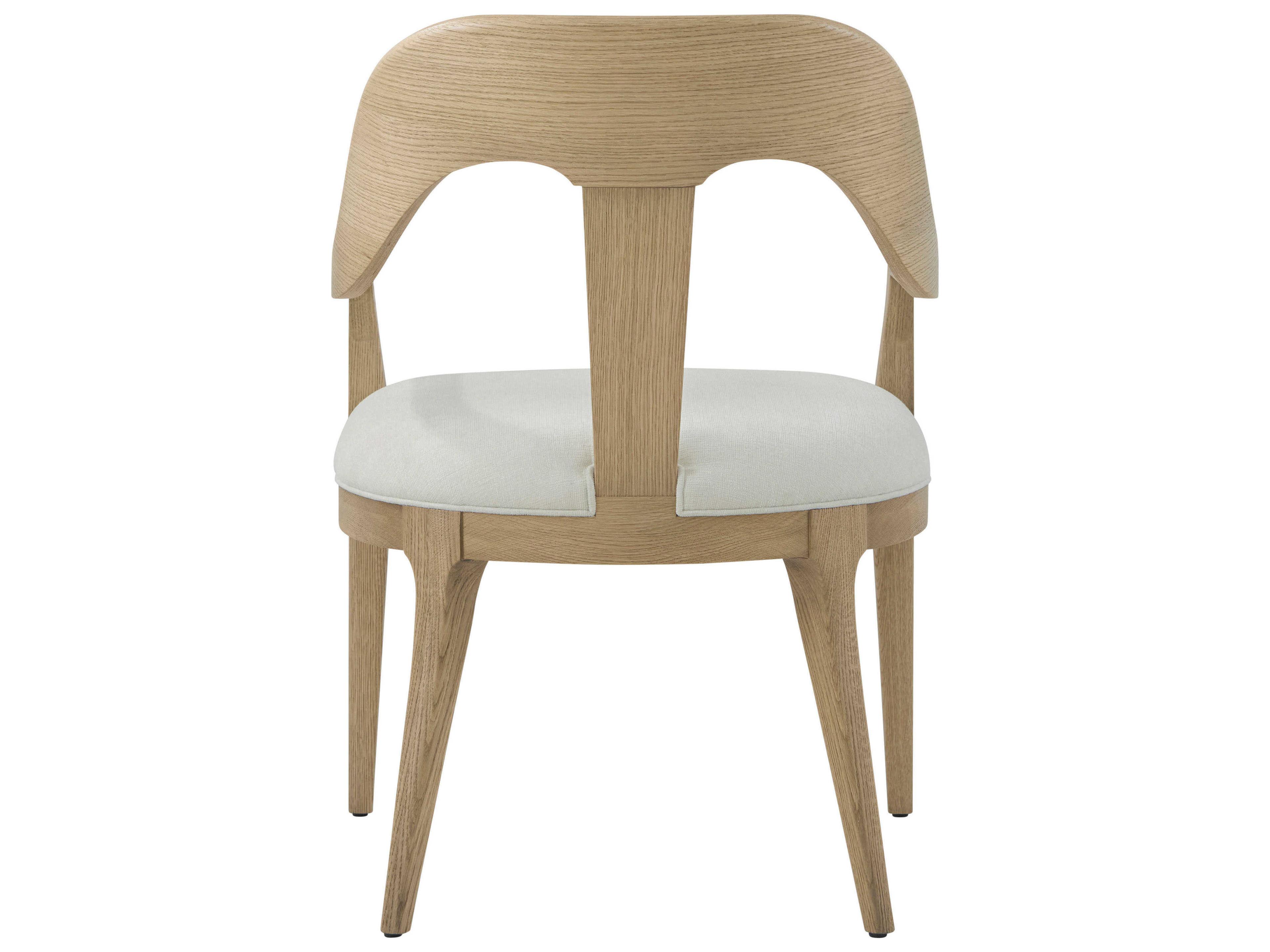 Theodore Alexander Essence Solid Wood Beige Upholstered Arm Dining Chair