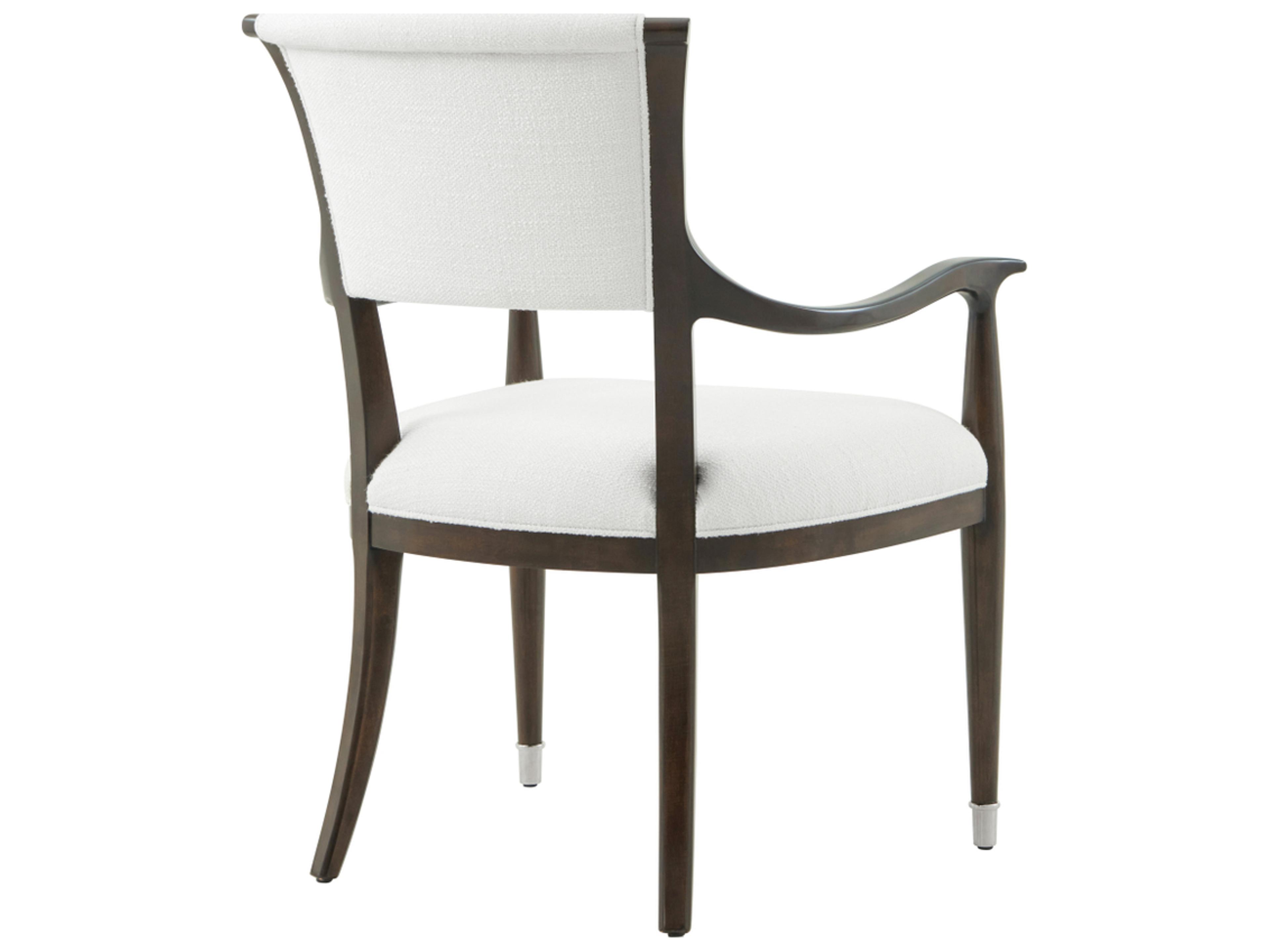 Theodore Alexander Spencer London Solid Wood Brown Upholstered Arm Dining Chair