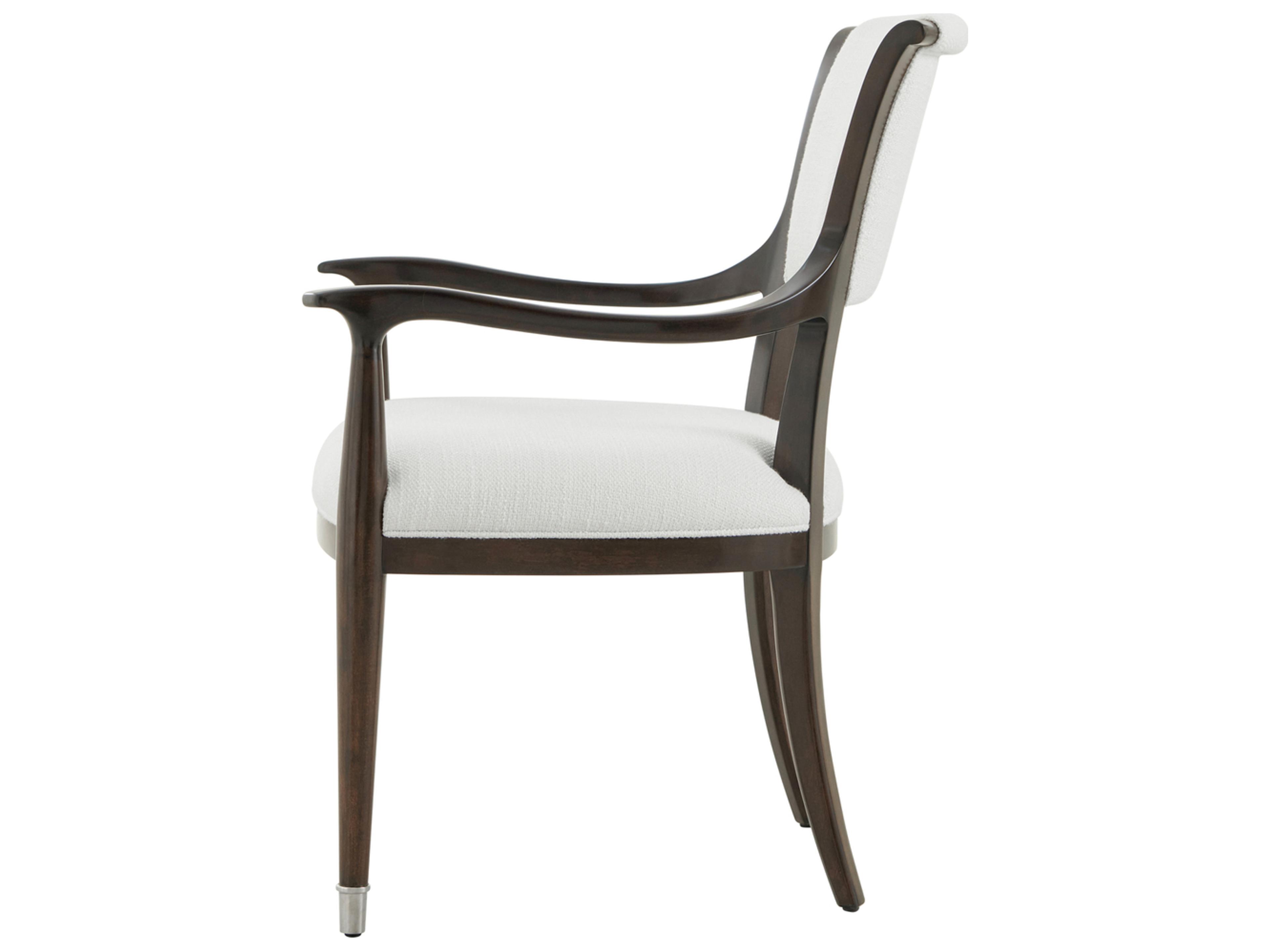 Theodore Alexander Spencer London Solid Wood Brown Upholstered Arm Dining Chair
