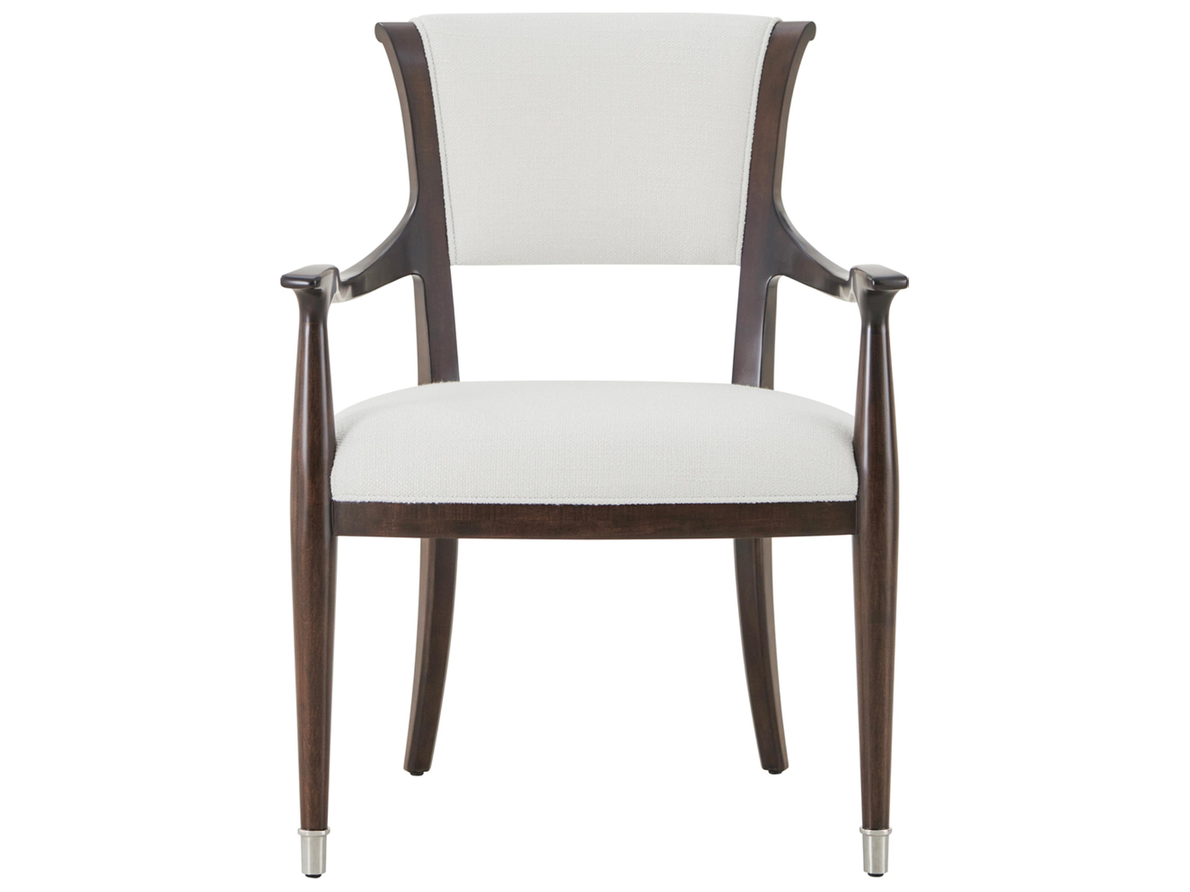 Theodore Alexander Spencer London Solid Wood Brown Upholstered Arm Dining Chair