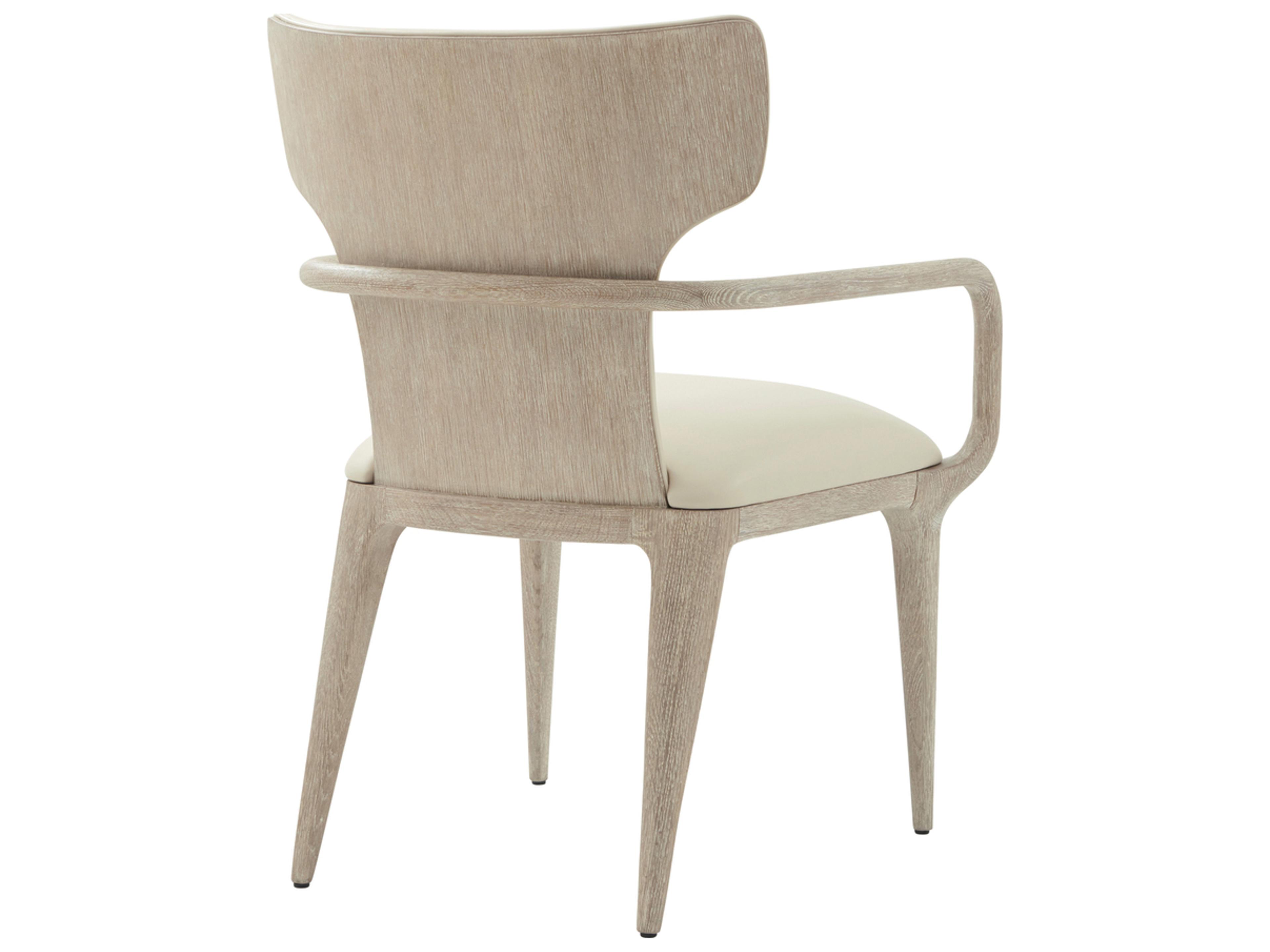 Theodore Alexander Repose Solid Wood Natural Faux Leather Arm Dining Chair