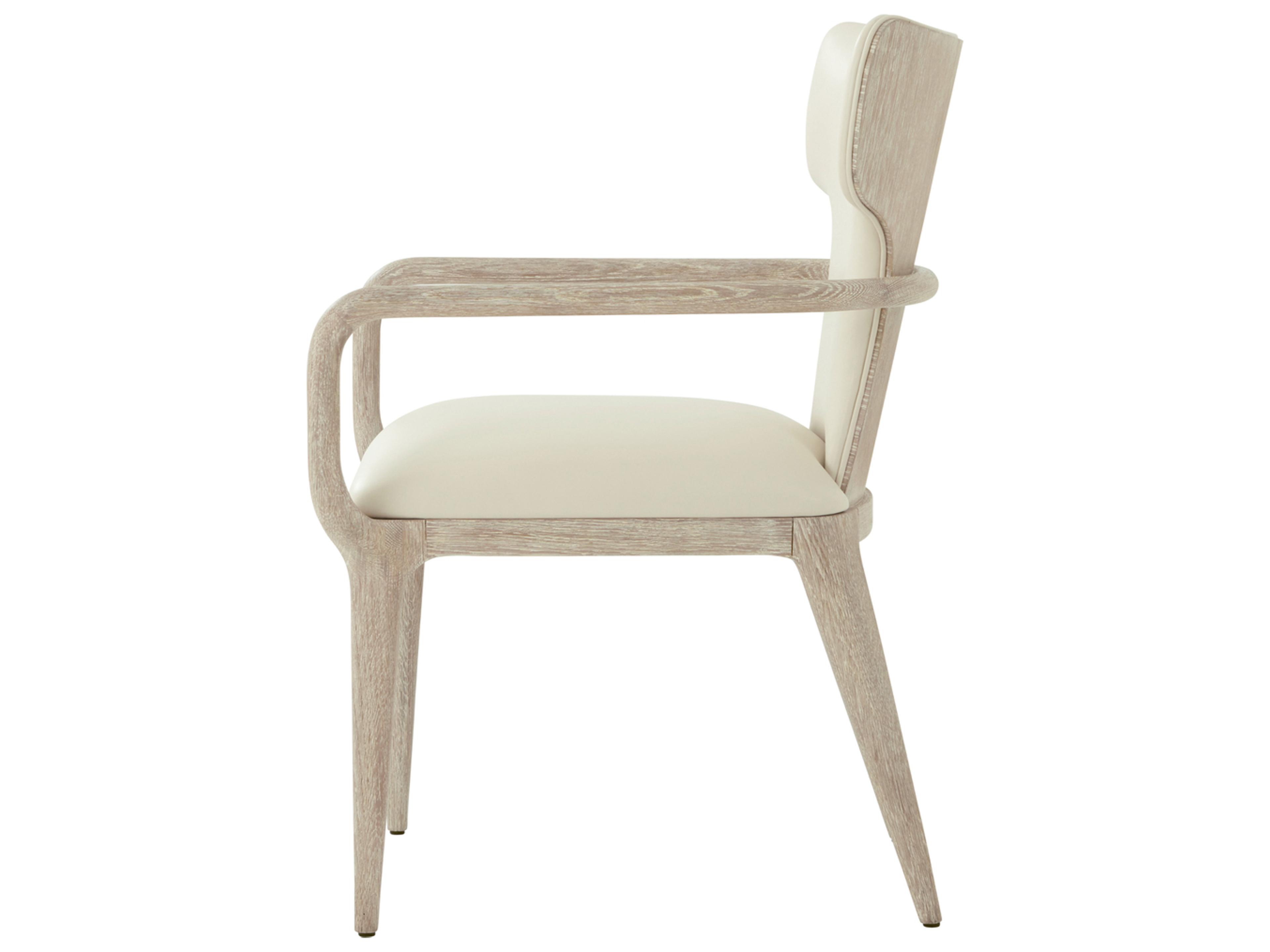 Theodore Alexander Repose Solid Wood Natural Faux Leather Arm Dining Chair