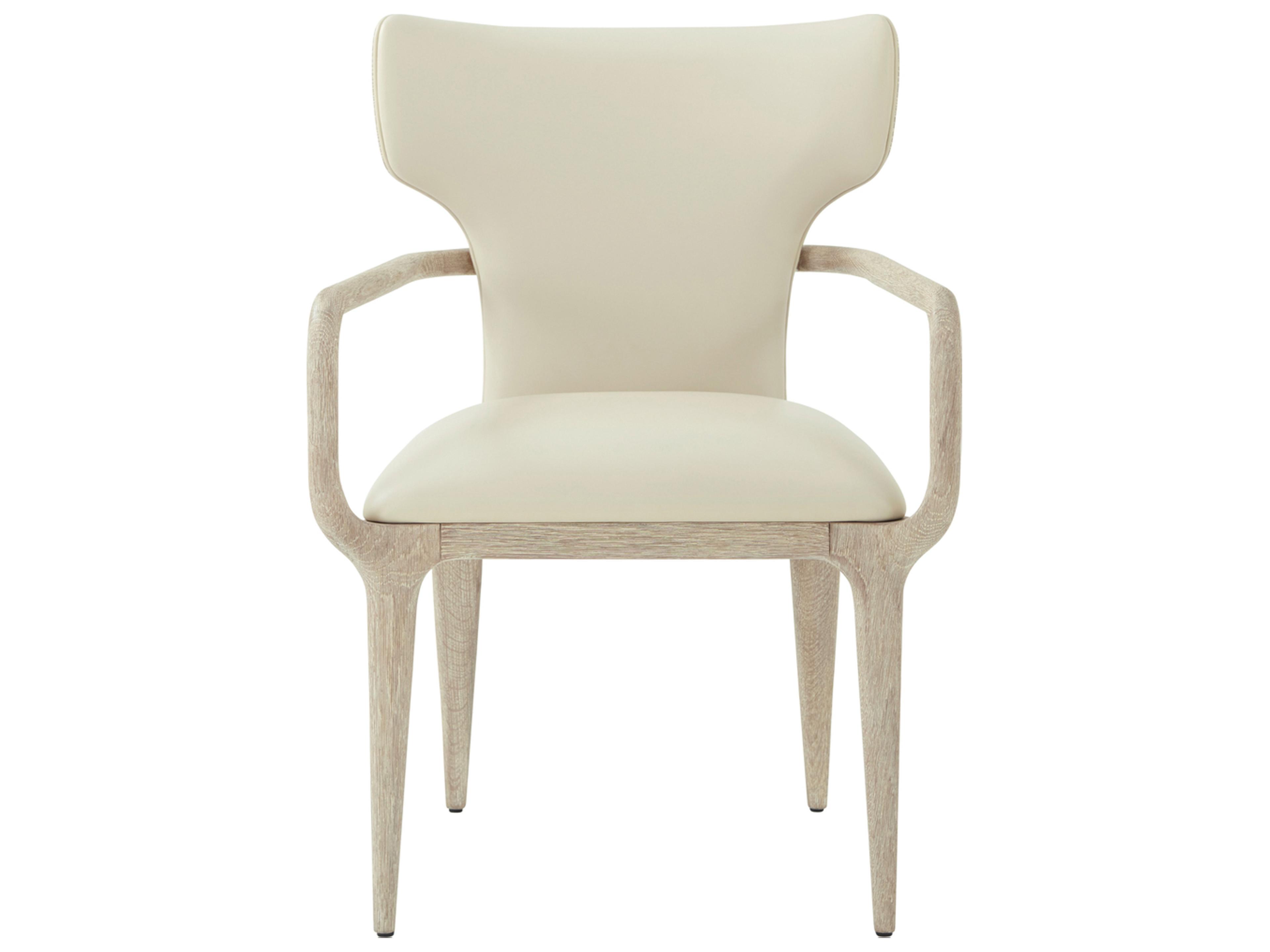 Theodore Alexander Repose Solid Wood Natural Faux Leather Arm Dining Chair