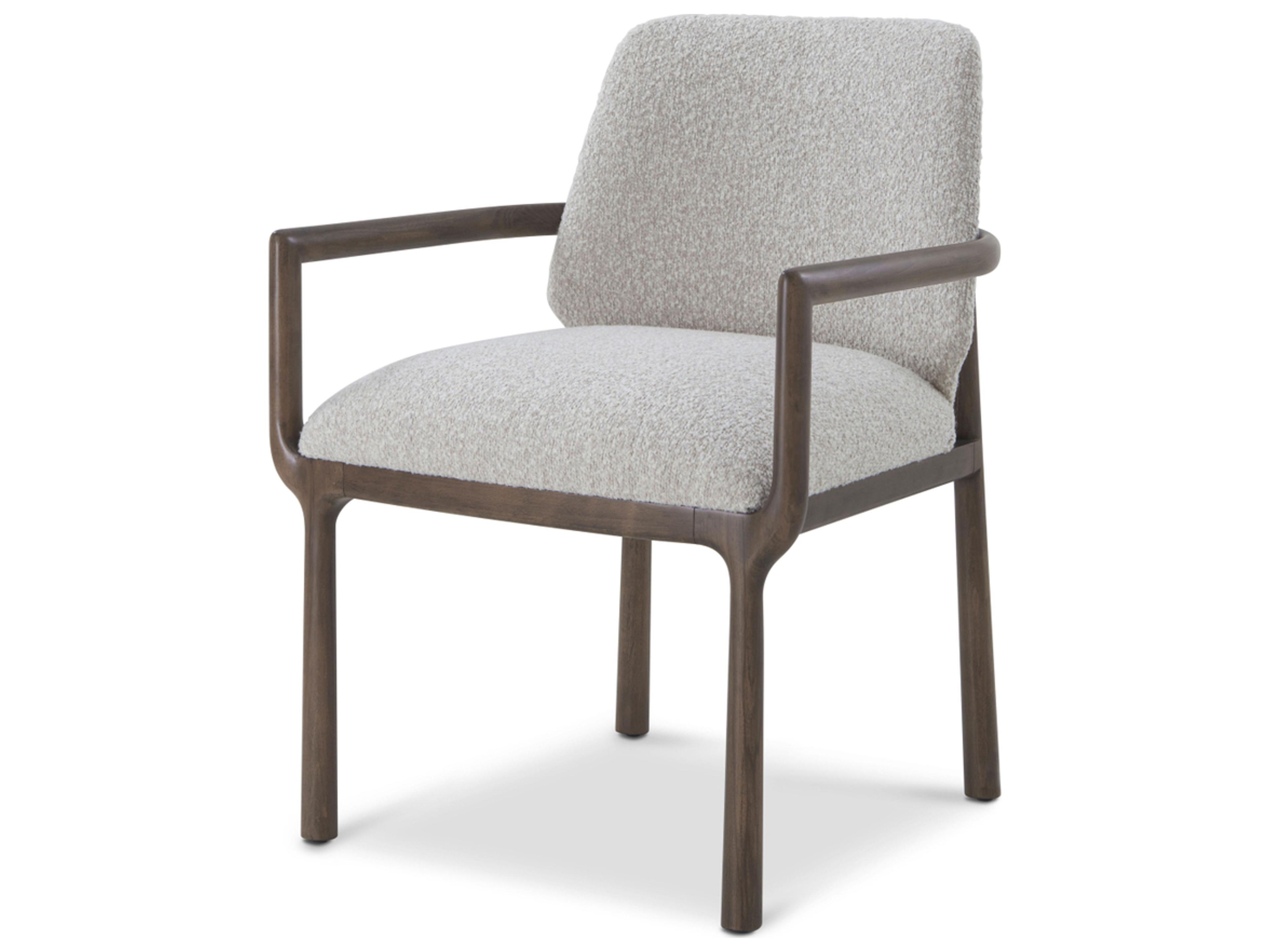 Urbane Beech Wood Brown Upholstered Arm Dining Chair