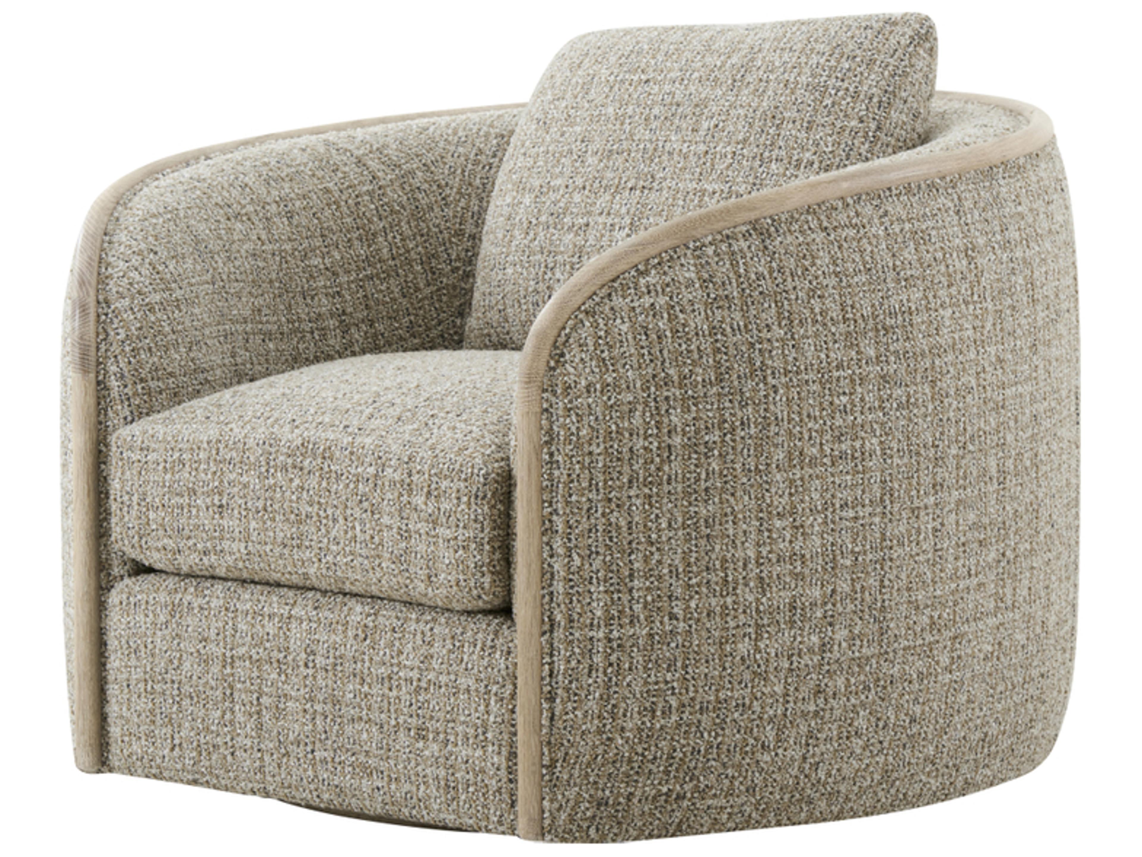 Seated Grey Oak Swivel Accent Chair
