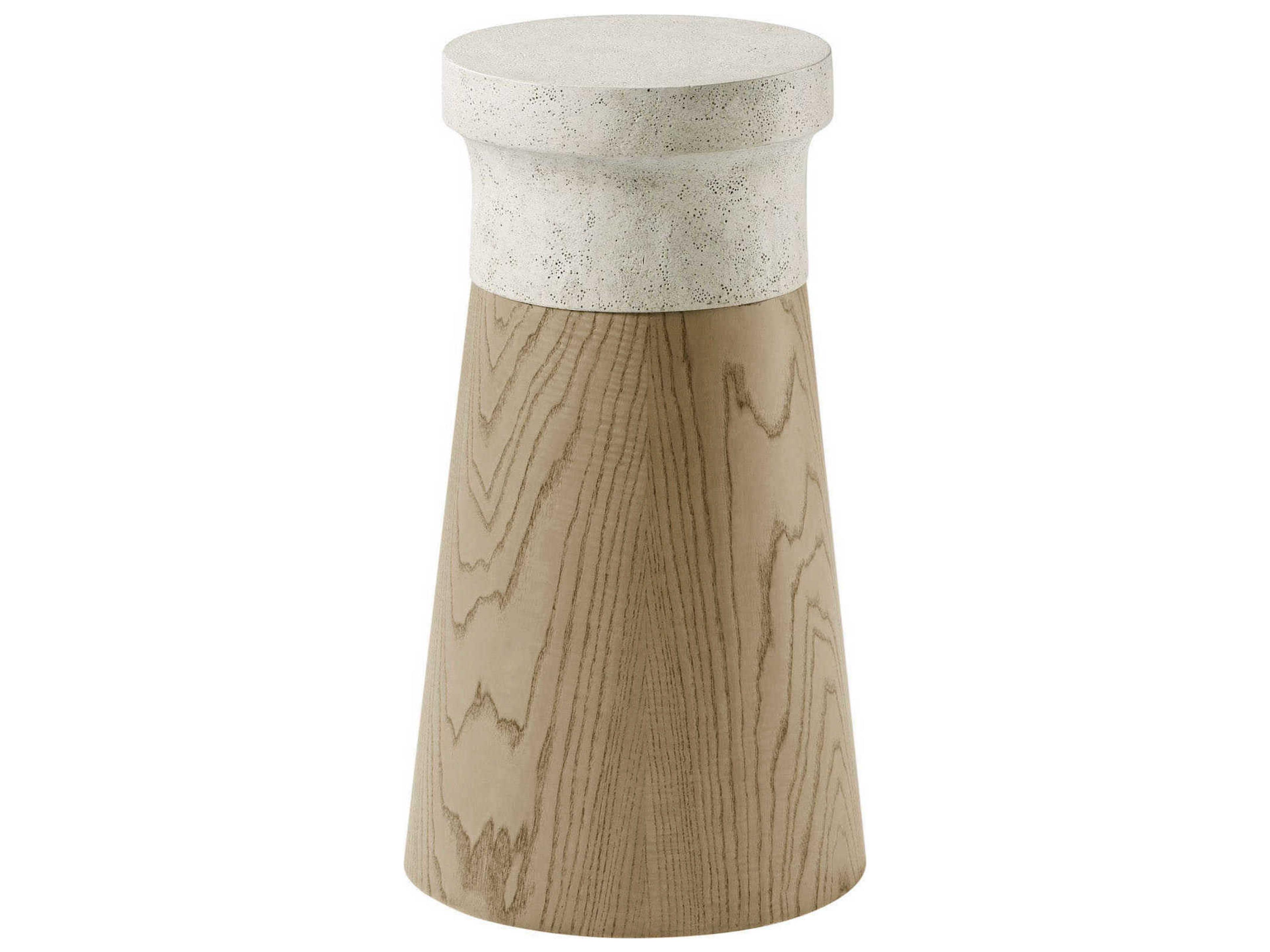 Catalina Round Faux Stone Dune End Table