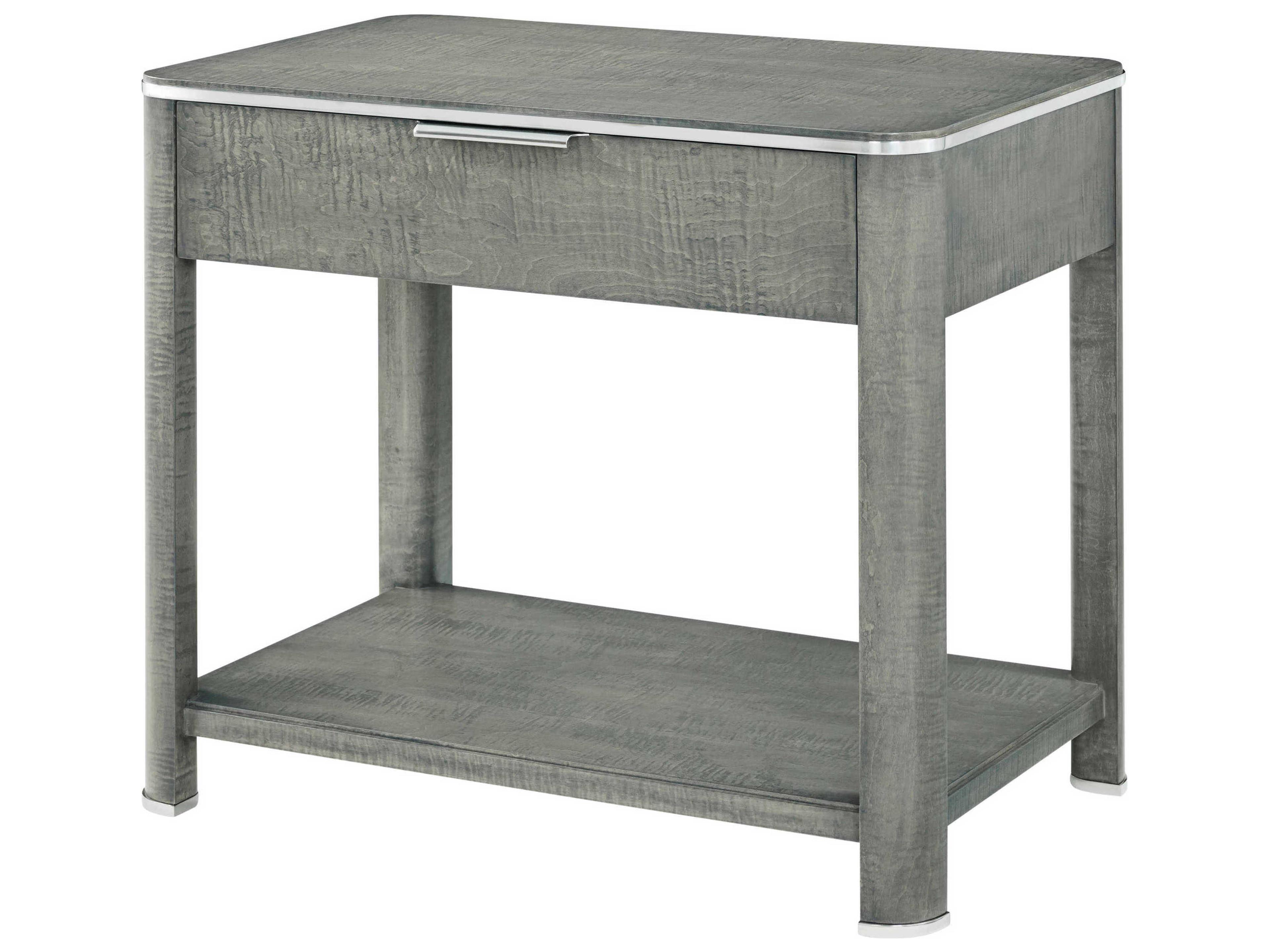 Hudson 1-Drawer Gray Oak Wood Nightstand