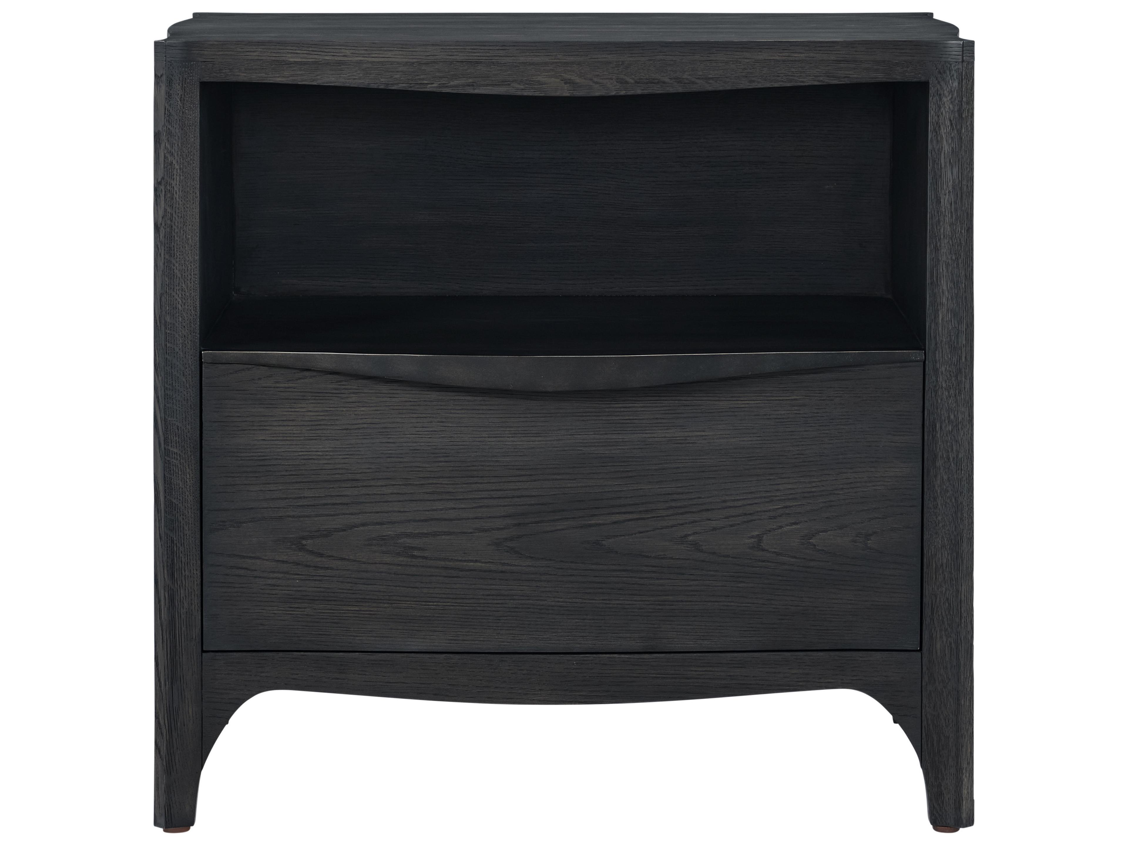 Rome 1-Drawer Black Solid Wood Nightstand