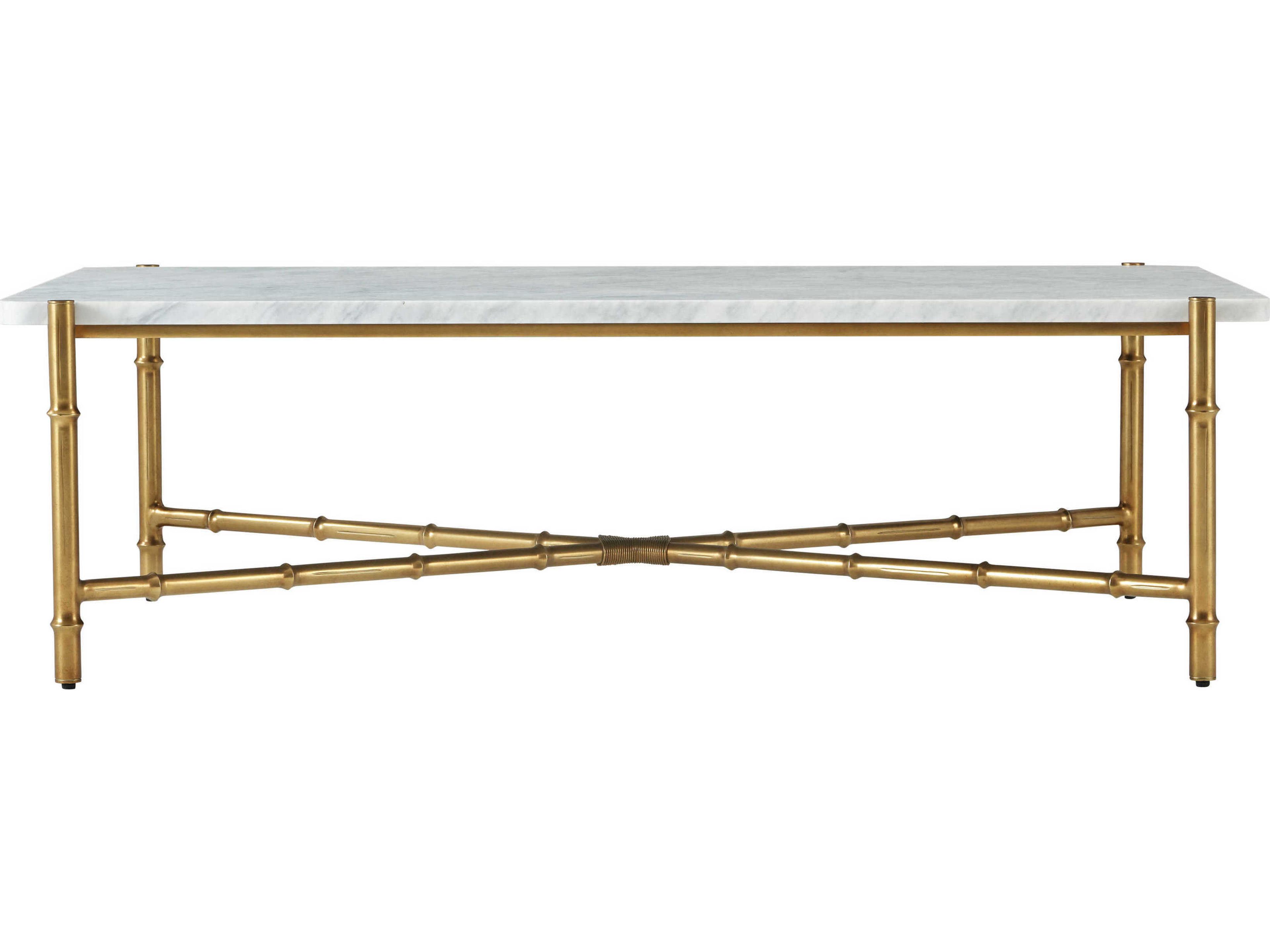 Theodore Alexander Kesden Rectangular Marble Lbb Brass Coffee Table