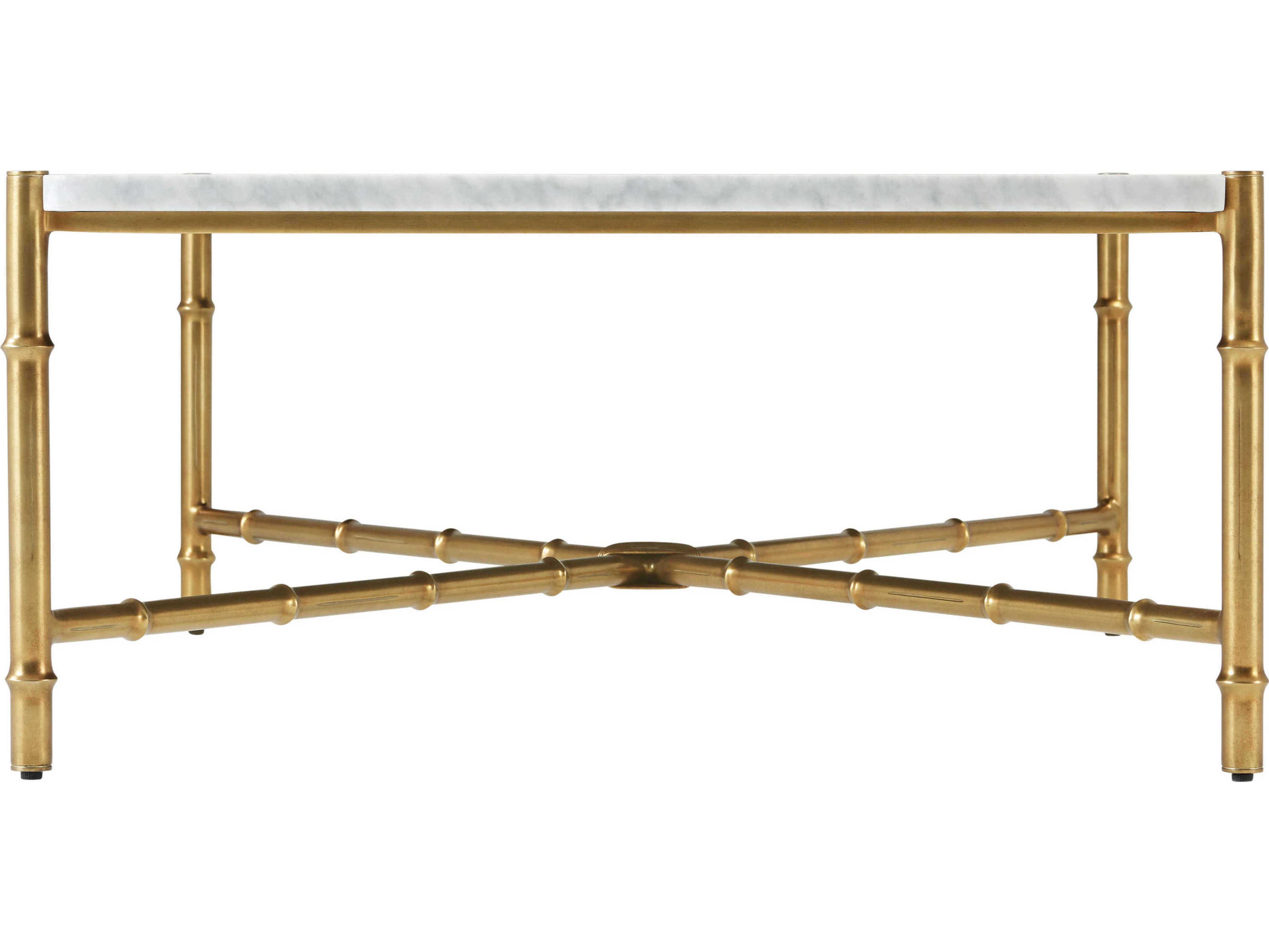 Theodore Alexander Kesden Rectangular Marble Lbb Brass Coffee Table