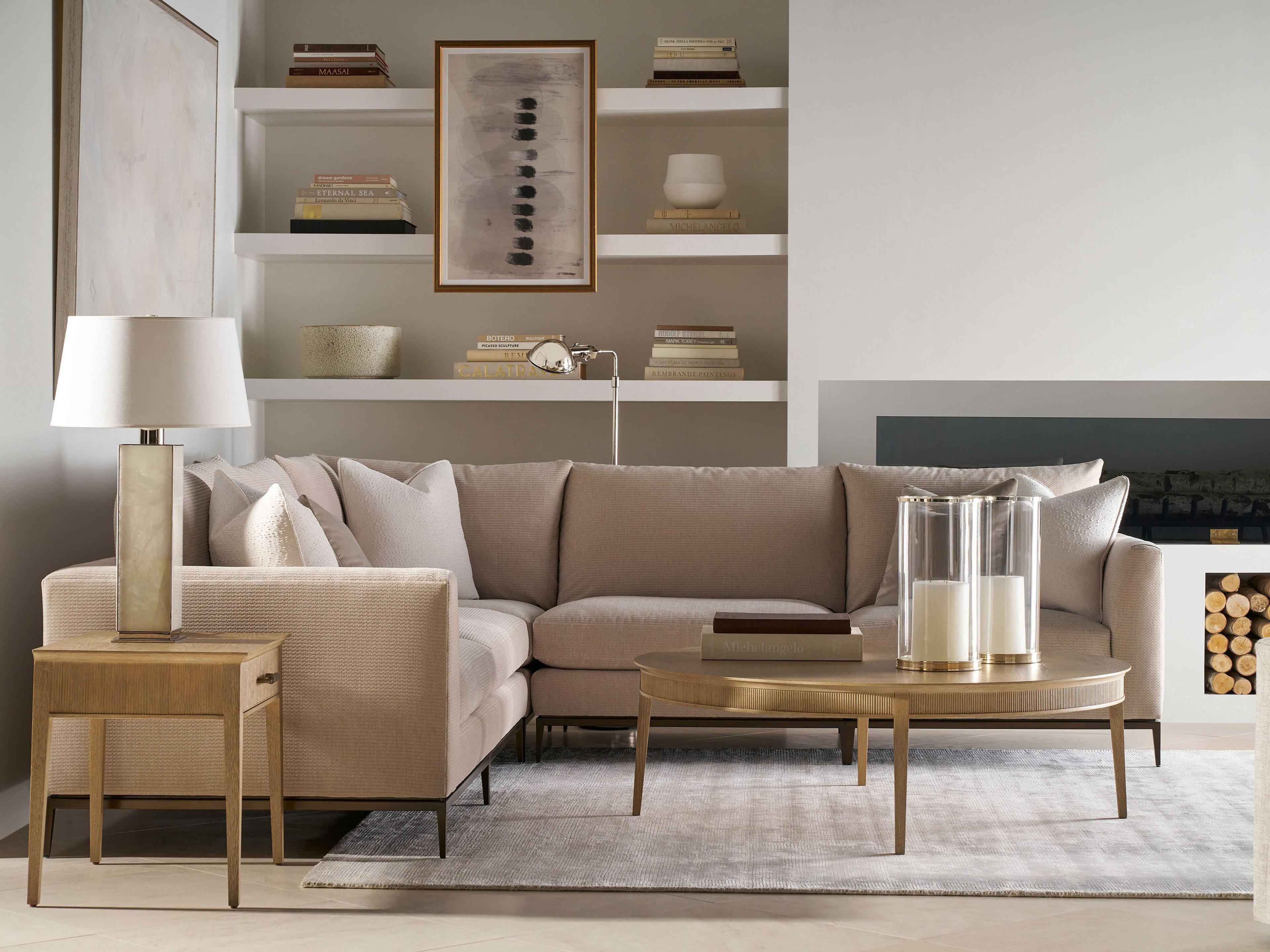 Theodore Alexander Balboa Round Wood Lido Coastal Grey Coffee Table