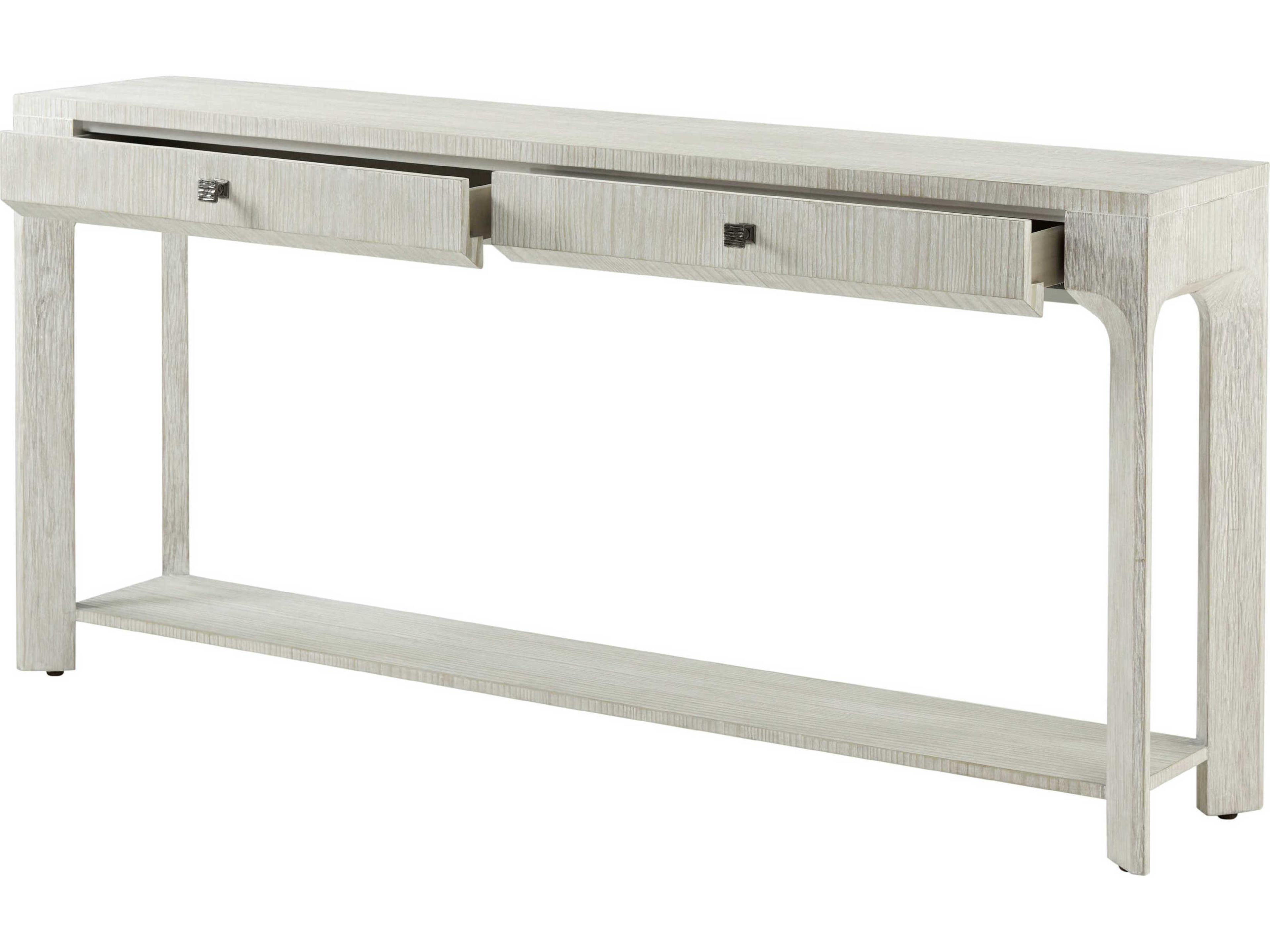 Theodore Alexander Breeze Rectangular Wood Sea Salt Breeze Two Drawer Console Table