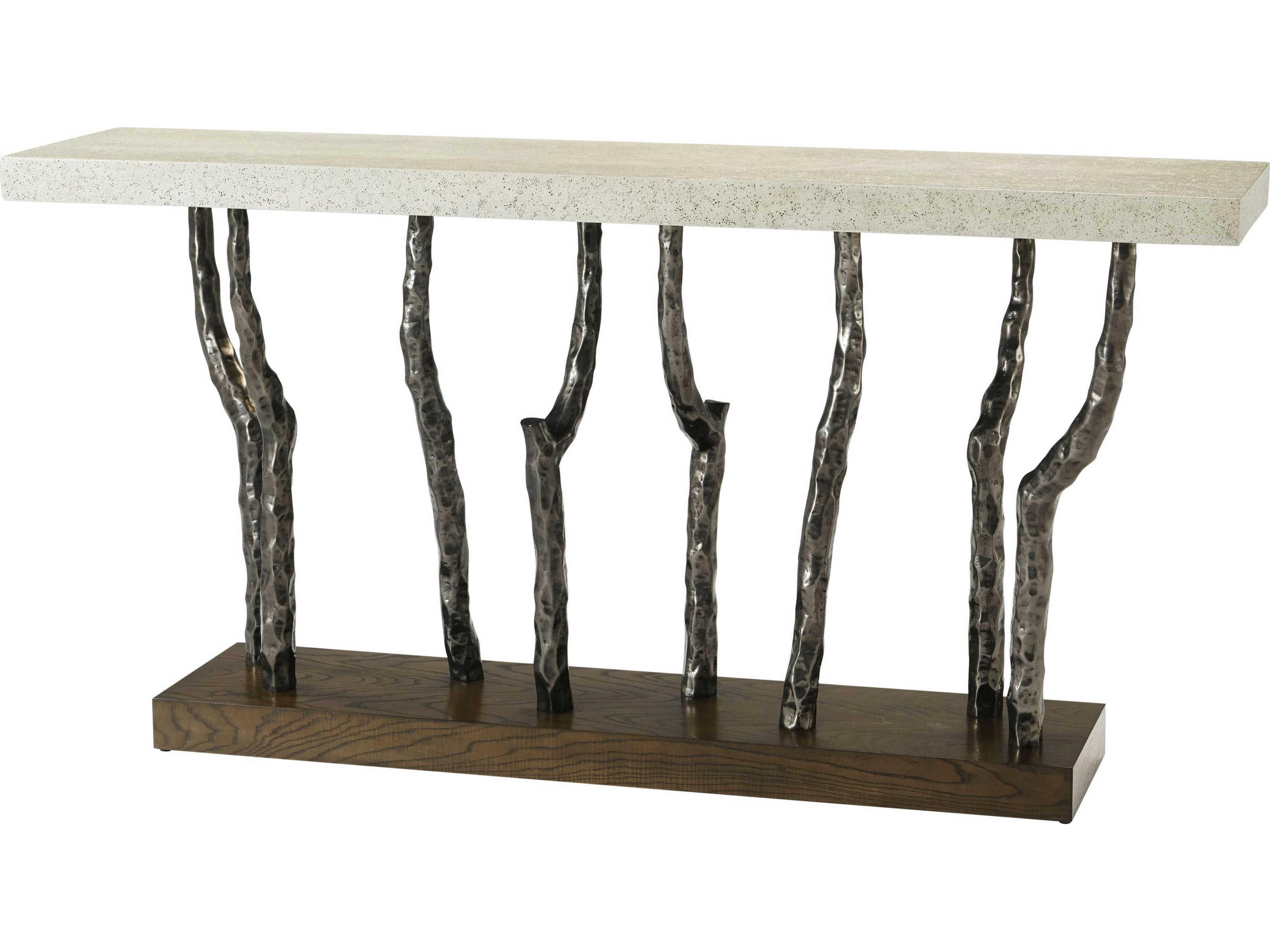 Catalina Rectangular Faux Stone Earth Console Table