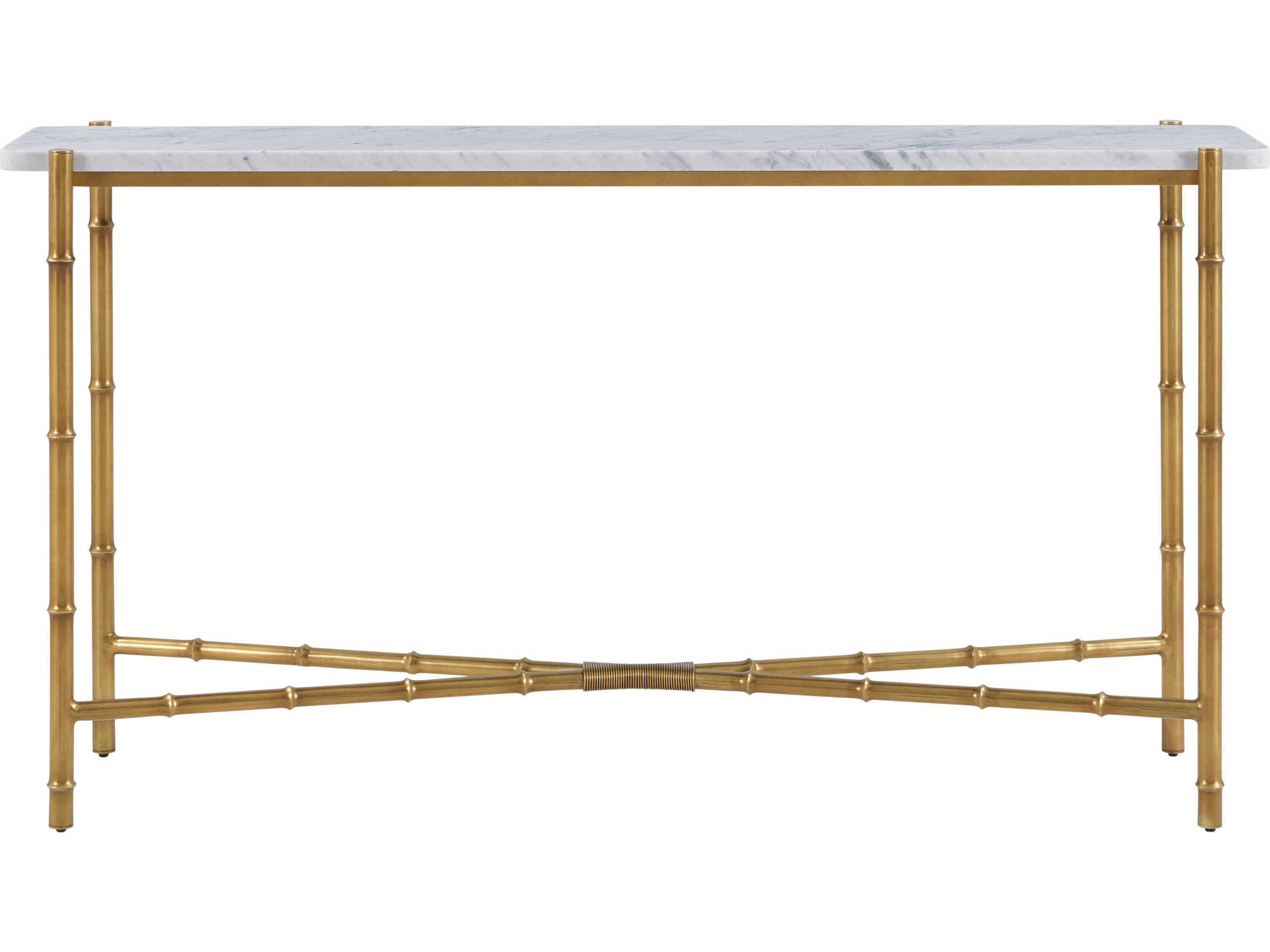 Theodore Alexander Kesden Rectangular Marble Lbb Brass Console Table