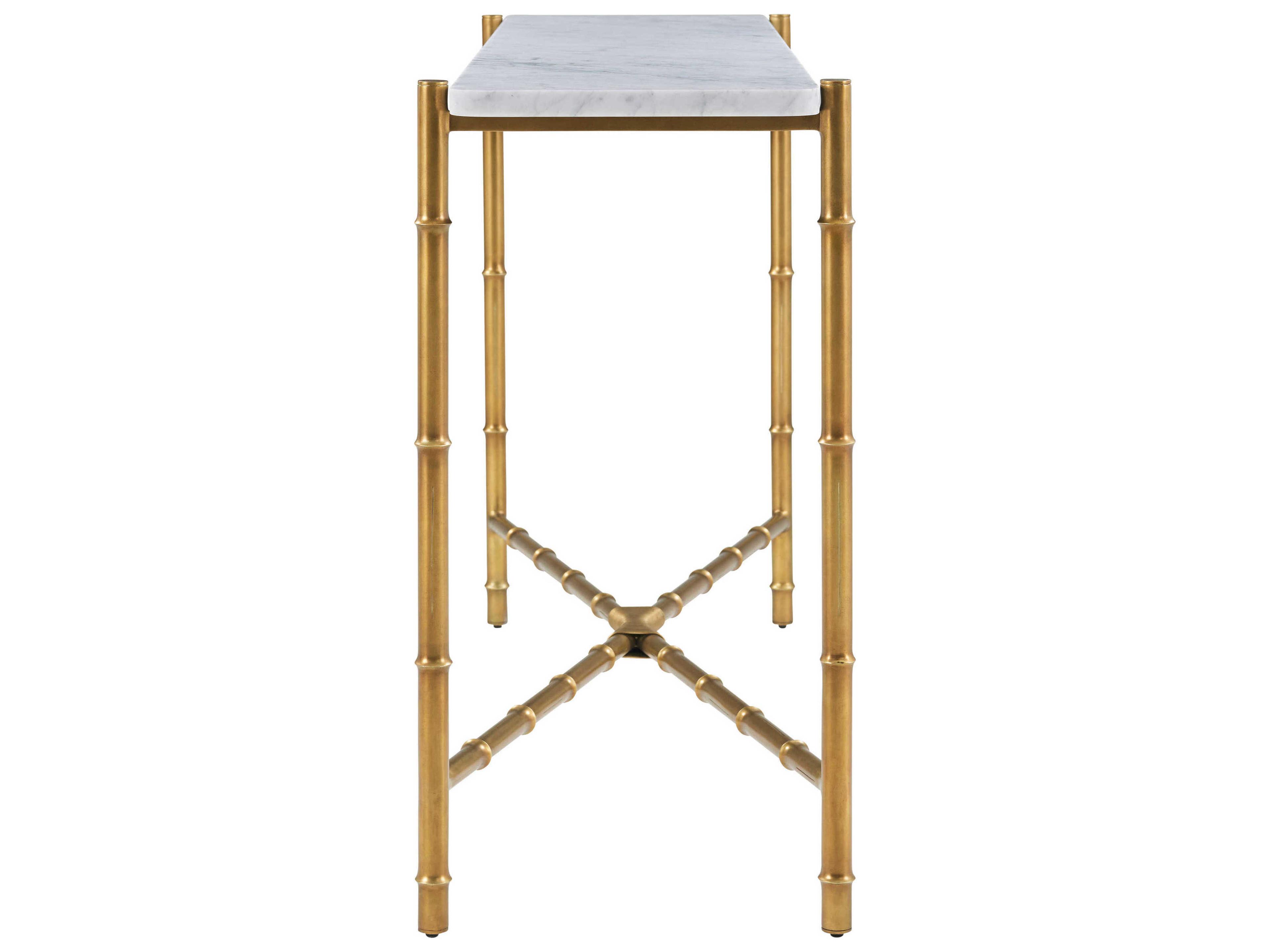Theodore Alexander Kesden Rectangular Marble Lbb Brass Console Table