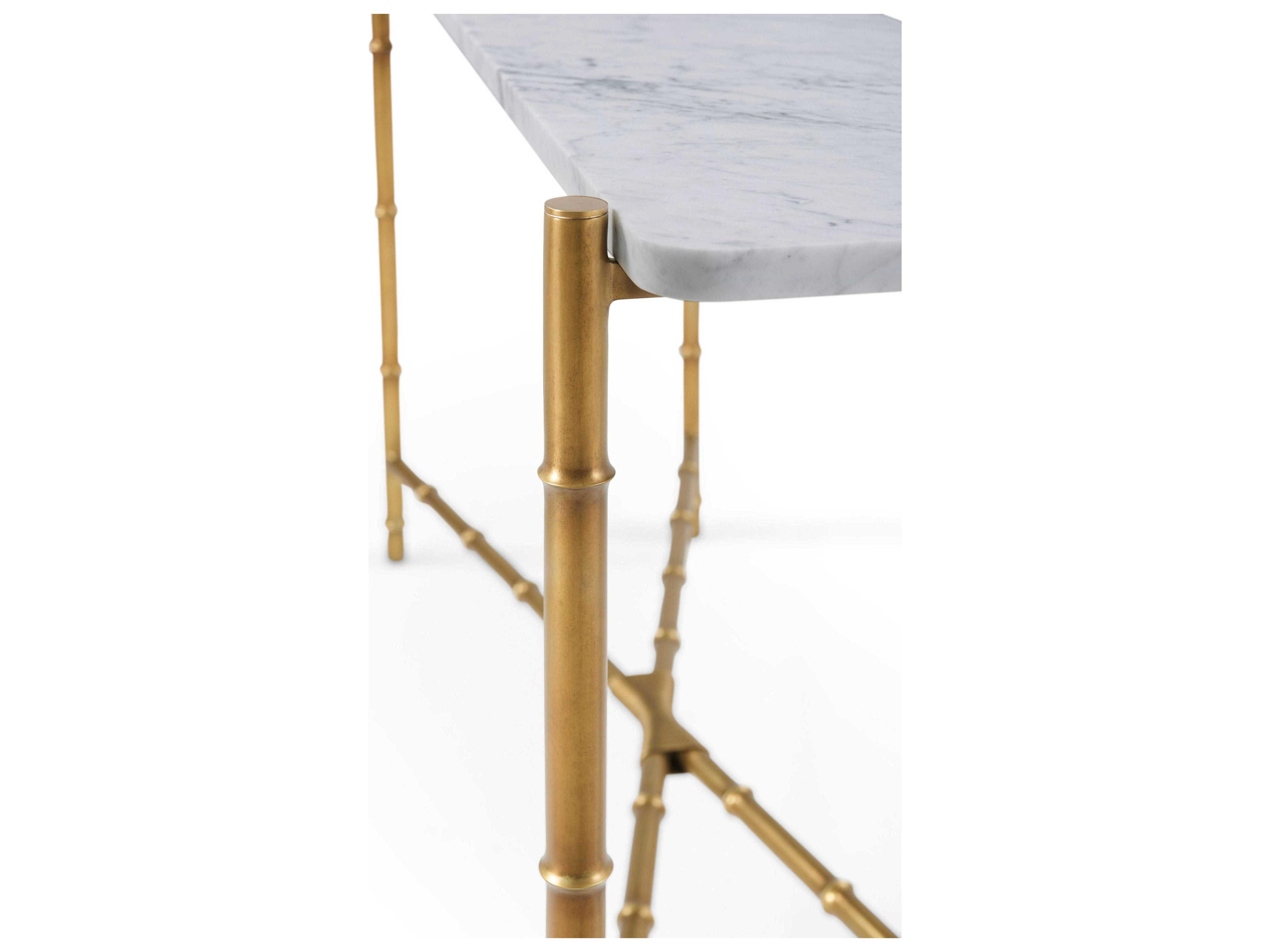 Theodore Alexander Kesden Rectangular Marble Lbb Brass Console Table