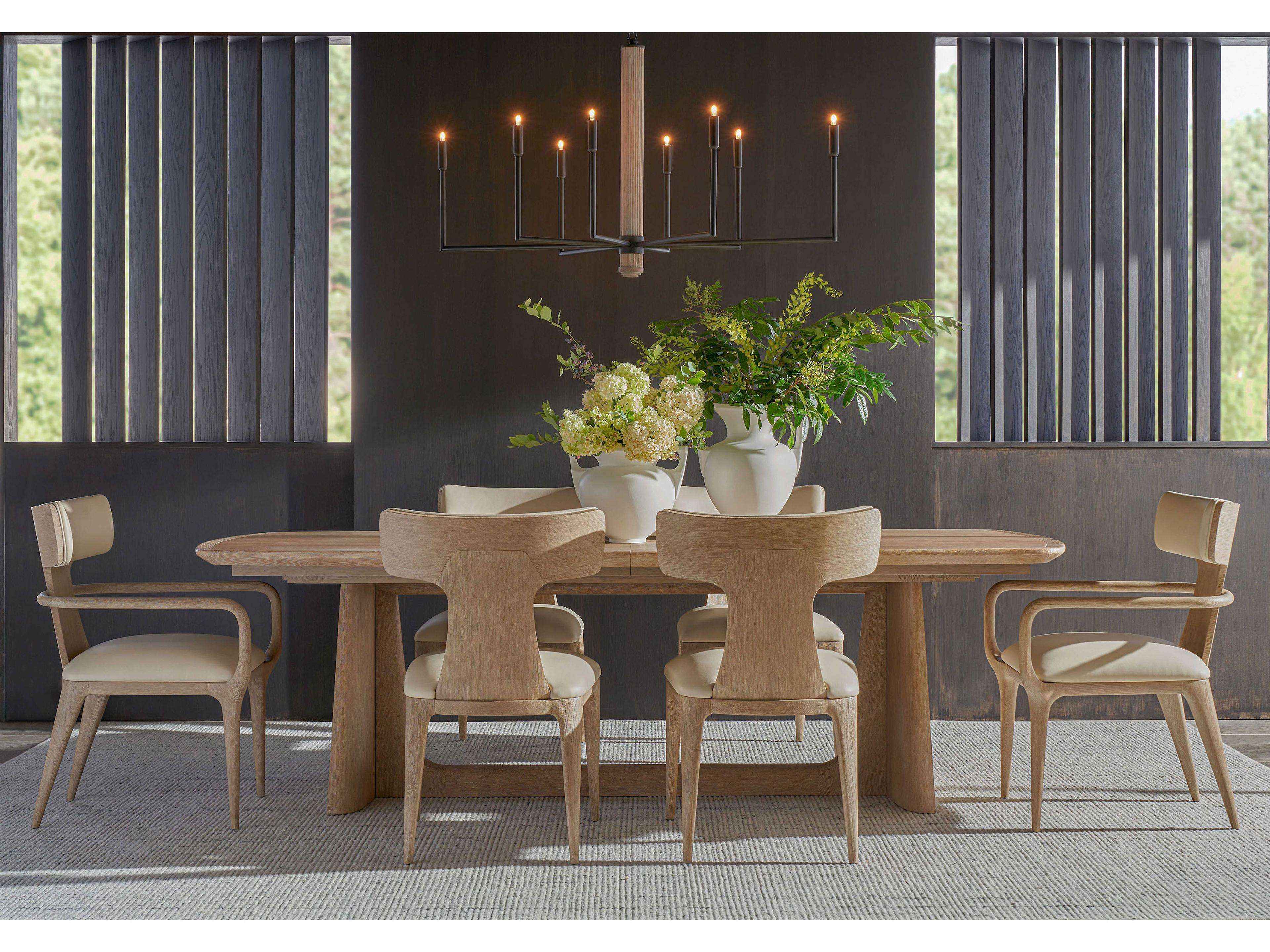 Theodore Alexander Repose Rectangular Wood Grey Oak Extending Dining Table