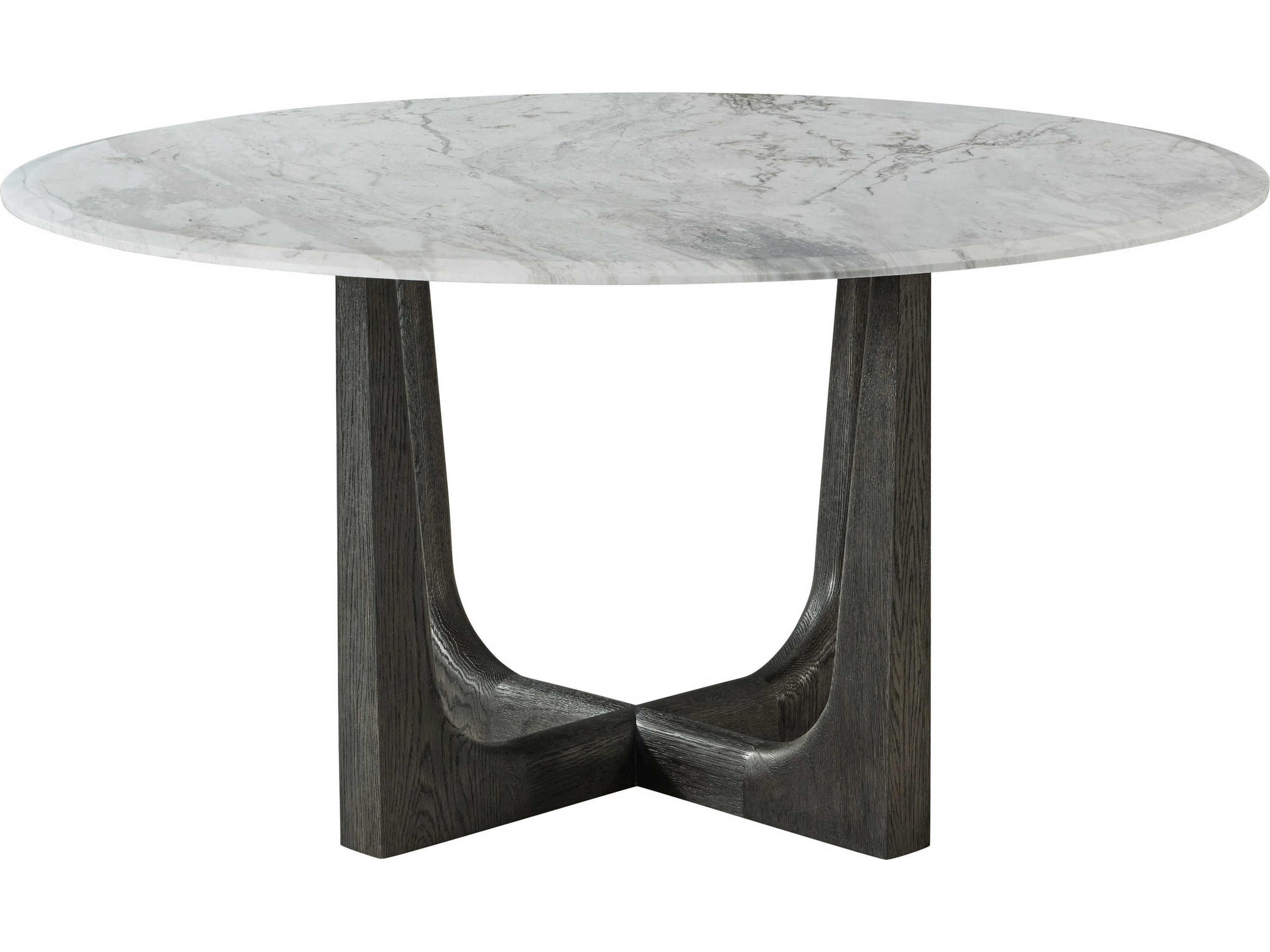 Theodore Alexander Repose Round Marble Charcoal Oak Dining Table