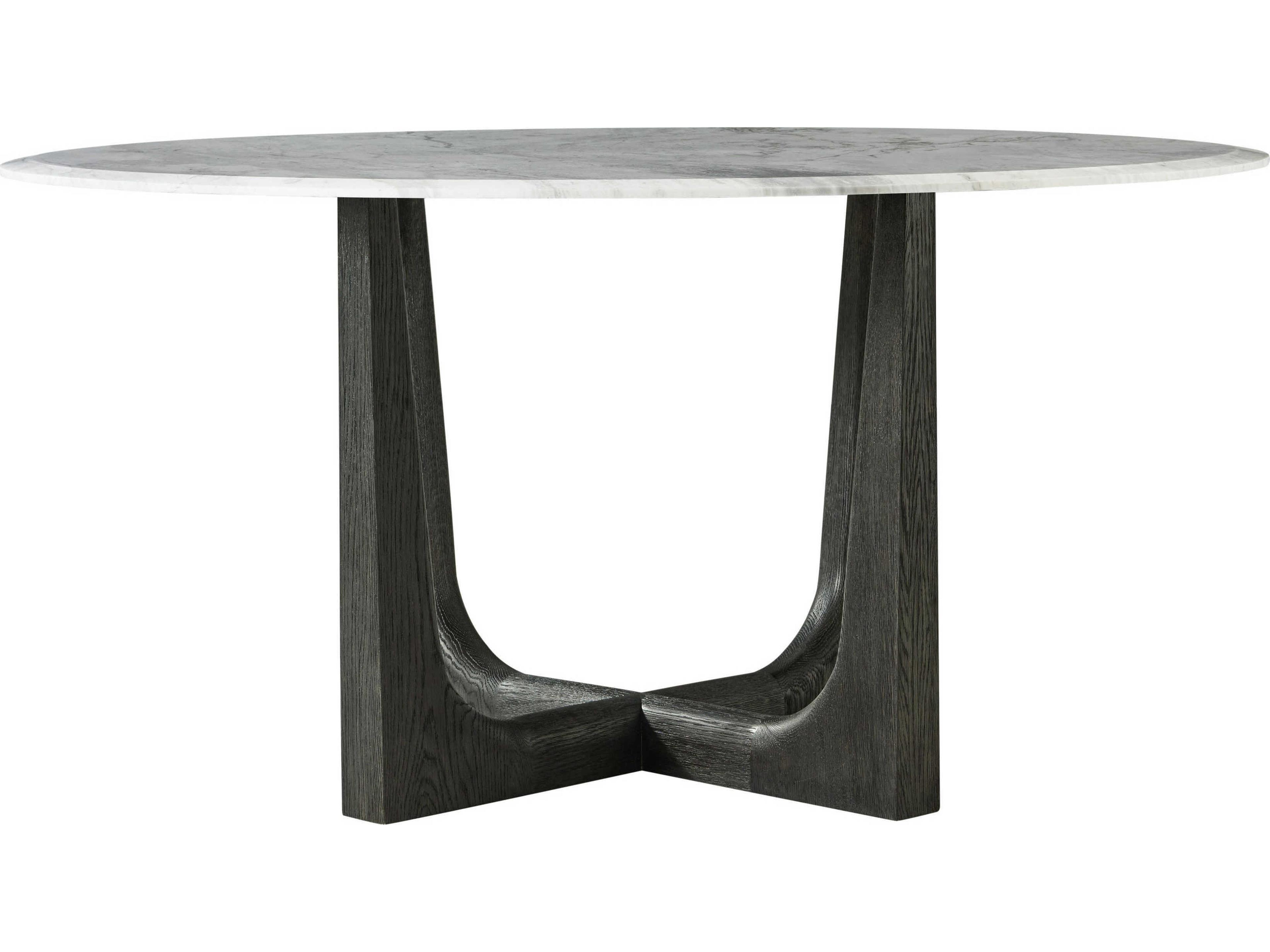 Theodore Alexander Repose Round Marble Charcoal Oak Dining Table
