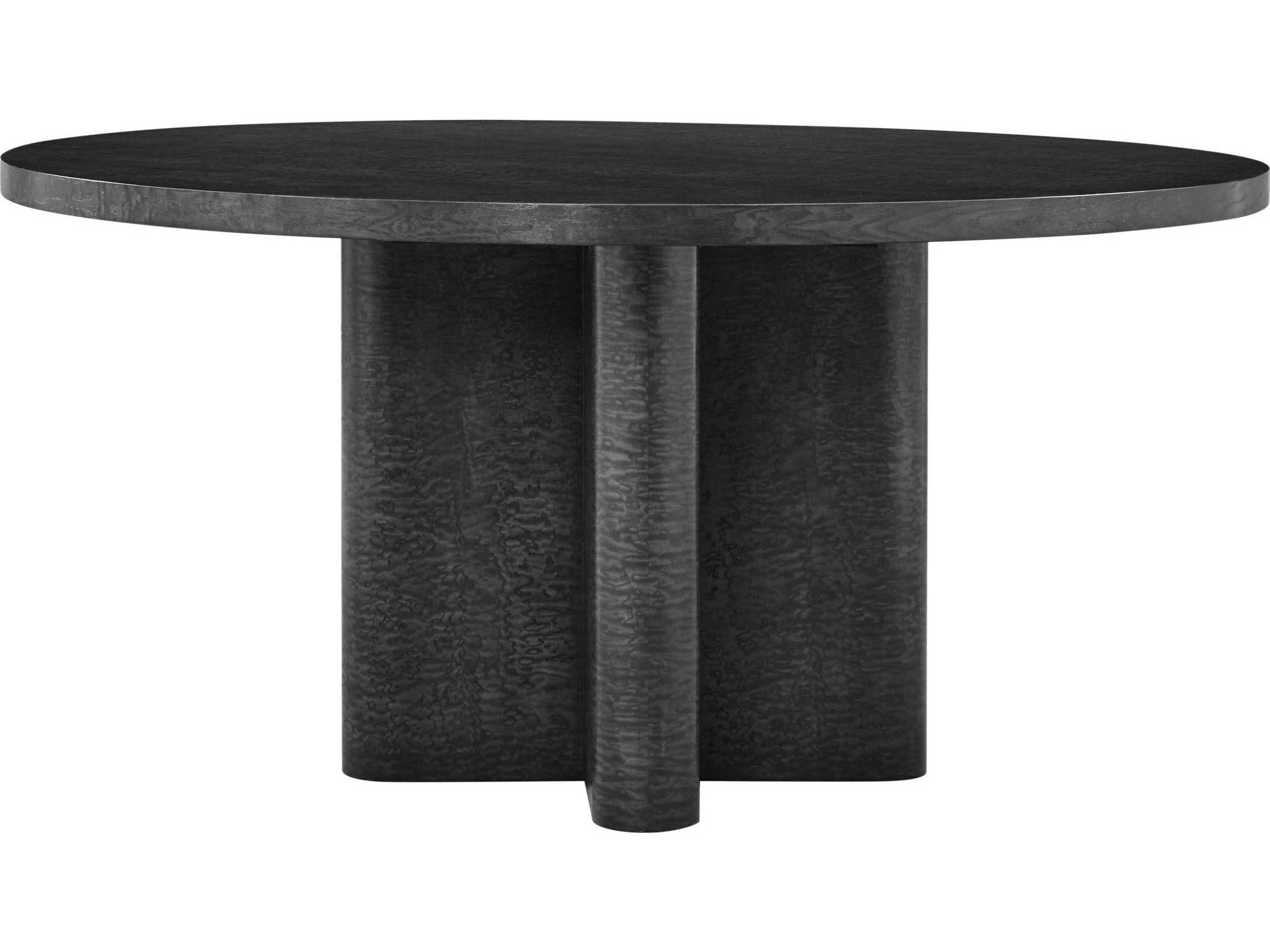 Theodore Alexander Kesden Round Wood Silent Black Dining Table