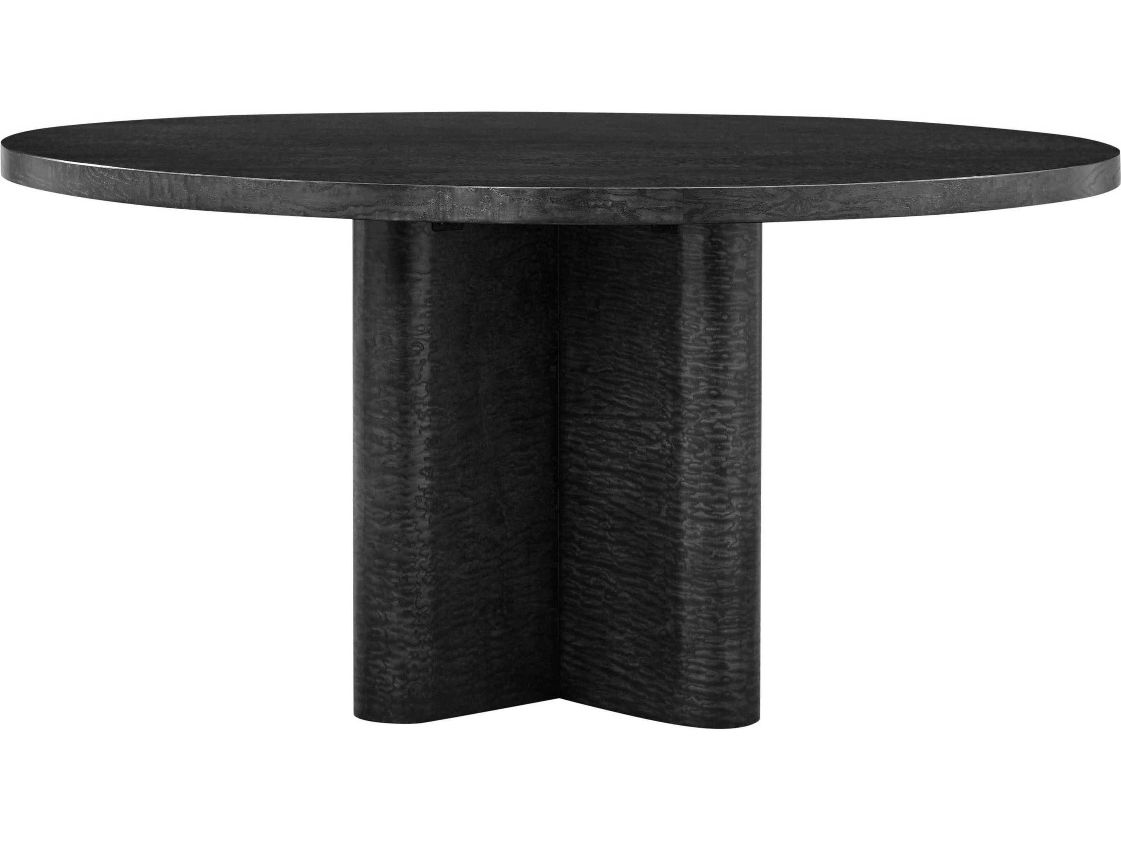 Theodore Alexander Kesden Round Wood Silent Black Dining Table