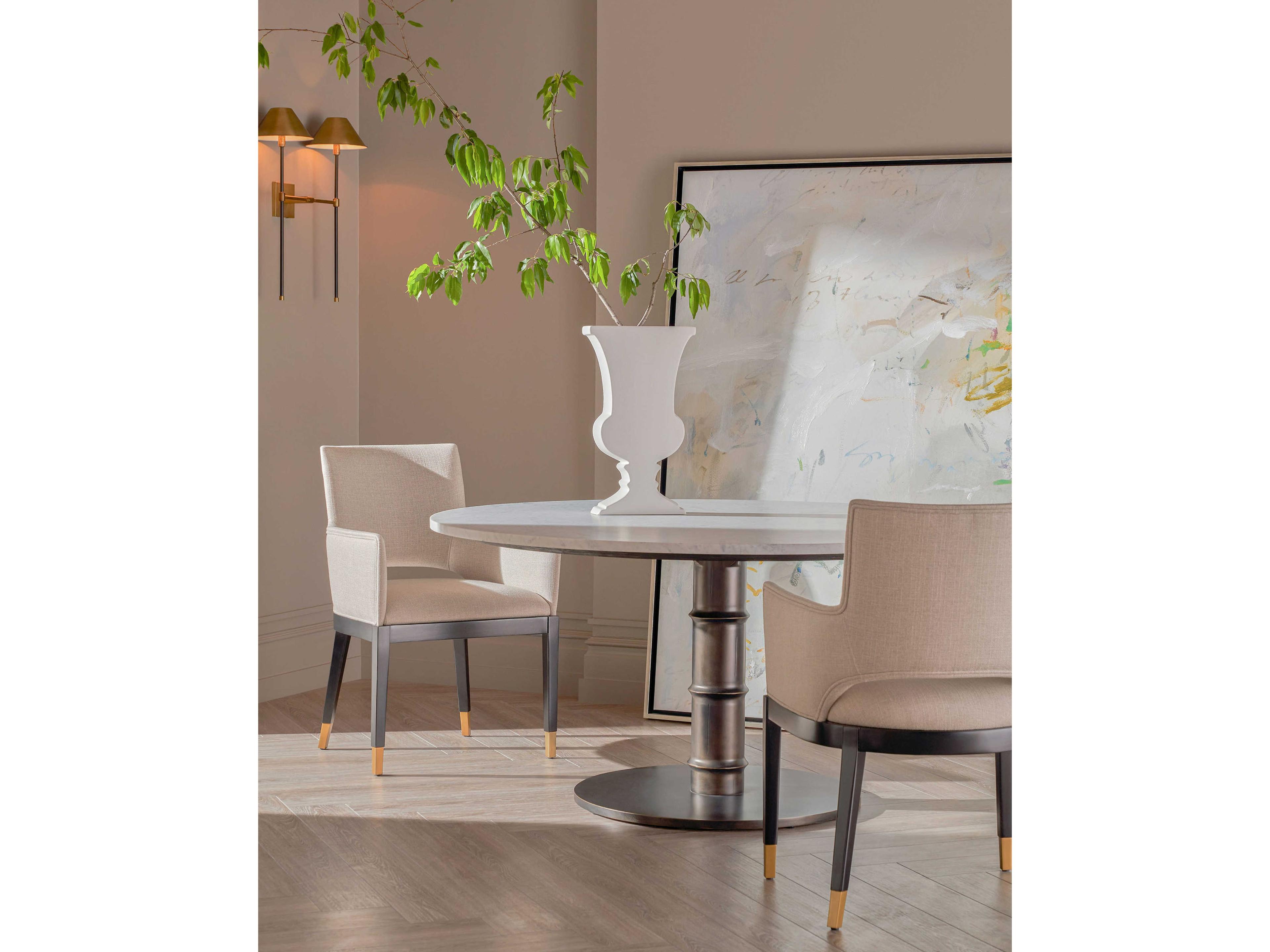 Theodore Alexander Kesden Round Marble Romulus Dining Table