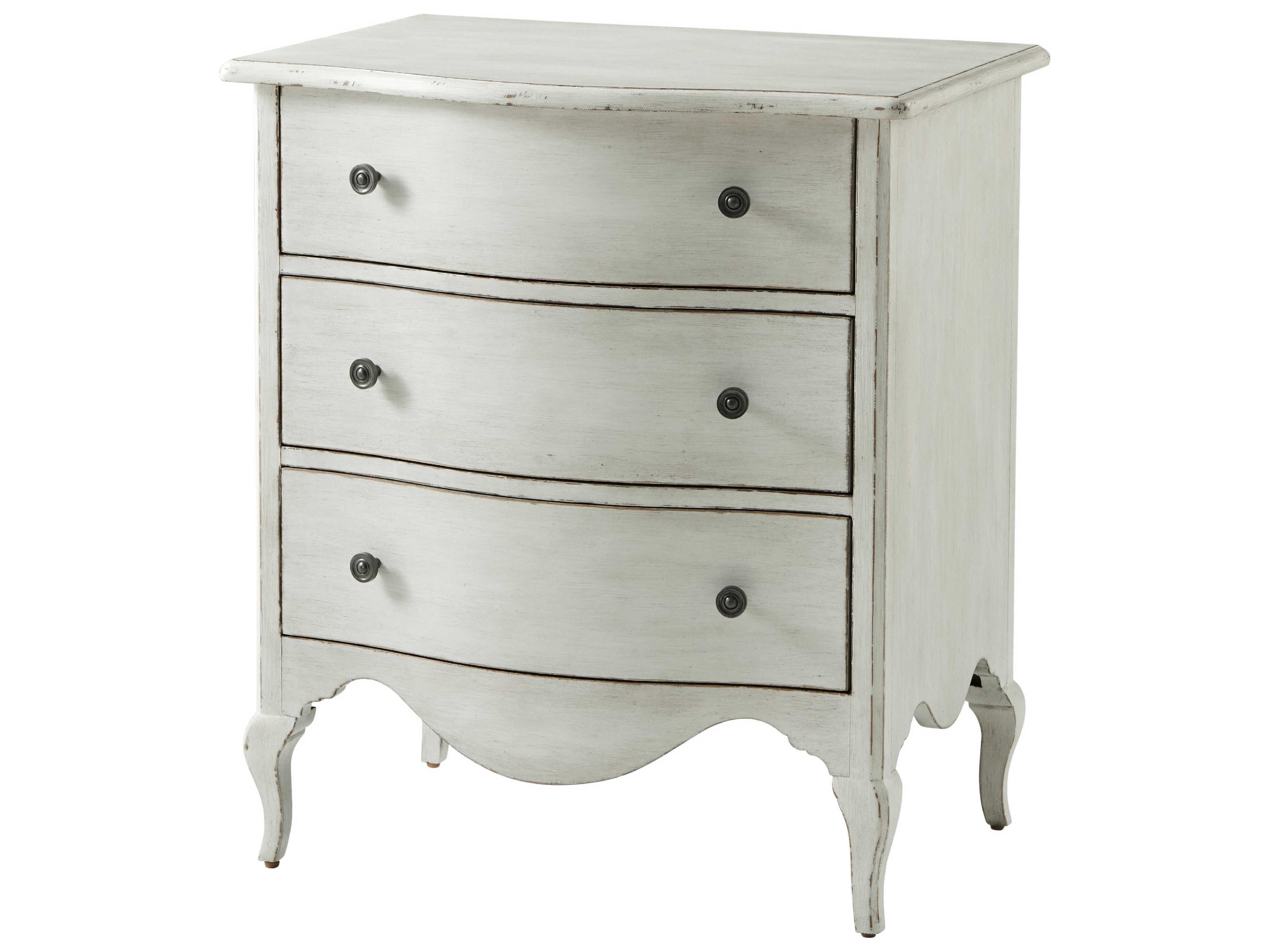 Tavel 3-Drawers White Beech Wood Nightstand