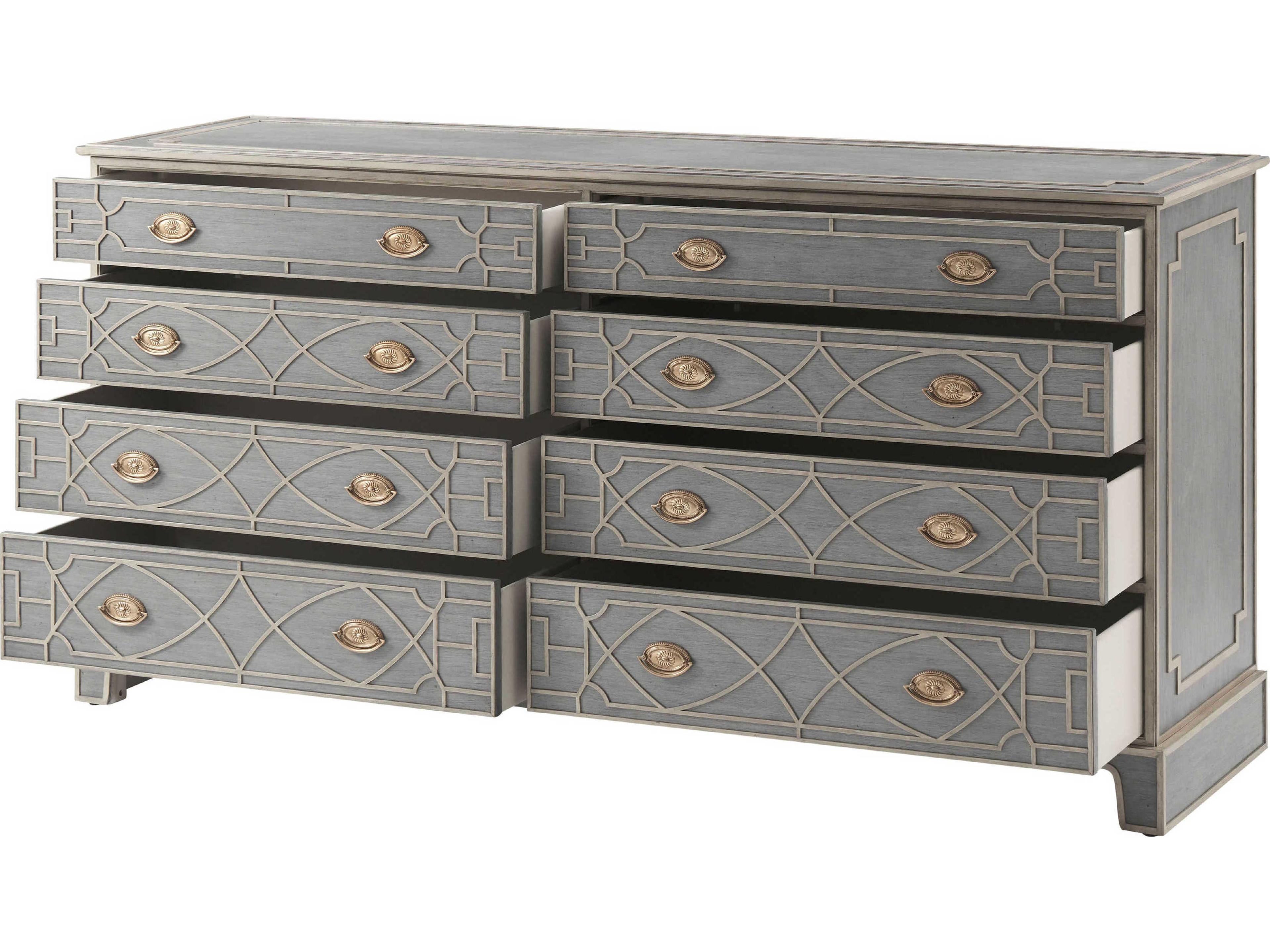 Theodore Alexander Ta - Morning Room Gray Solid Wood Double Dresser